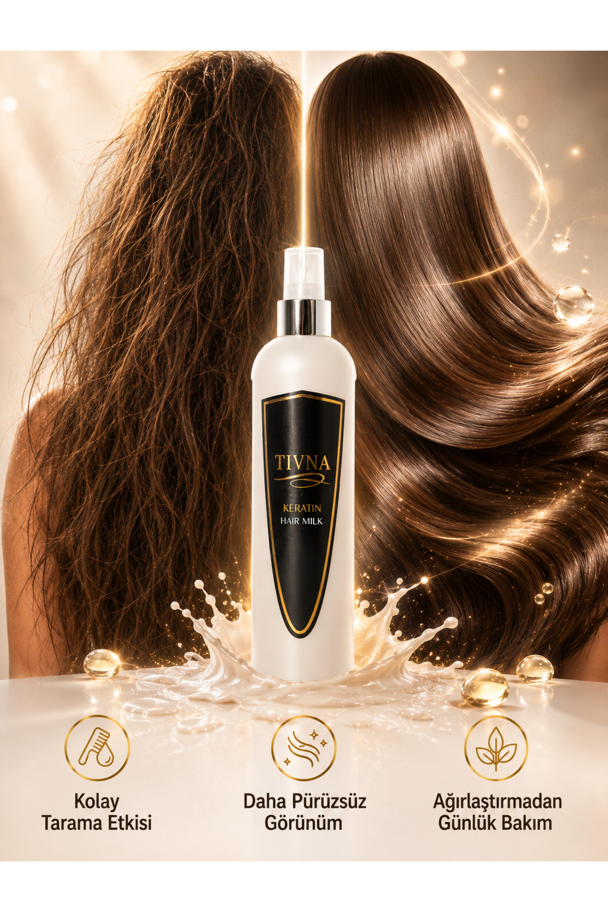 Keratin Sütü Argan Kolojen Bitkisel Kolay Tarama & Keratinli Saç Bakım Spreyi — LVX-9004 — تصویر 3 از 7