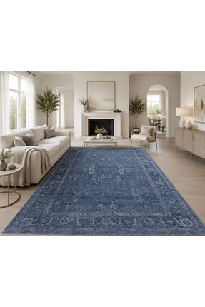 Neşem Halı Boutique EKOHALI Shiraz SHR 03 Navy Vintage Desenli Sıcak Renk Ton...