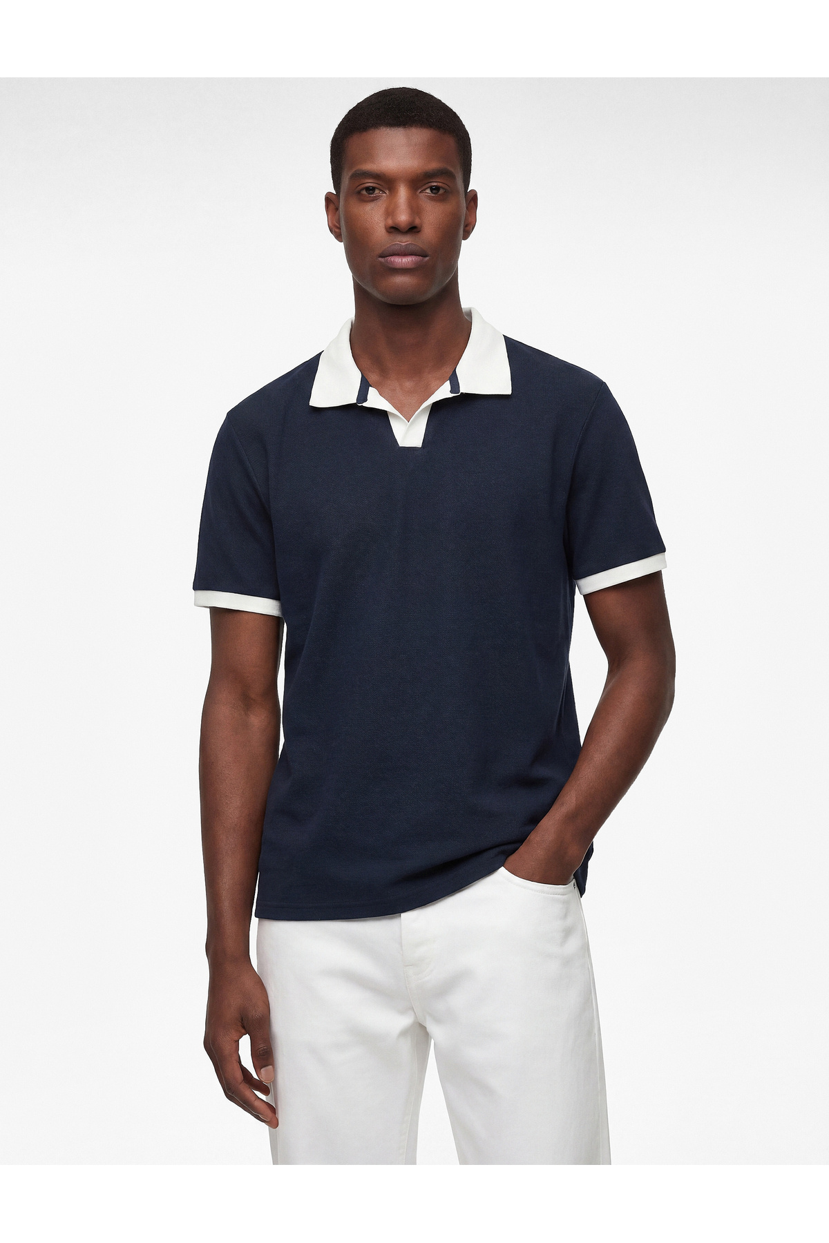 Koton Cotton Regular Fit Short Sleeve Color Contrast Polo Collar T-Shirt