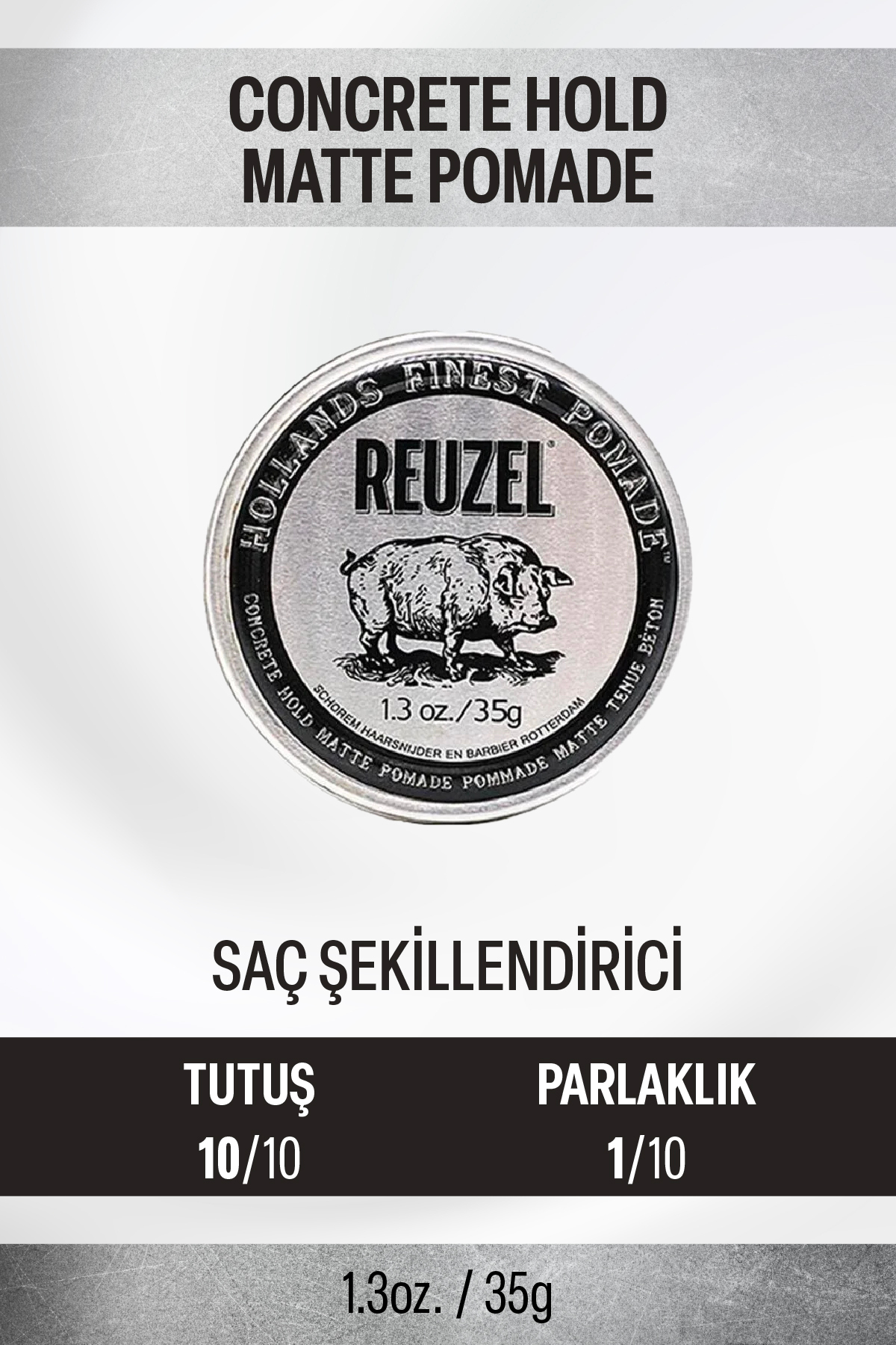 Reuzel Concrete Hold Matte Pomade Su Bazlı Güçlü Tutucu Dokulandırıcı Mat Wax 35 gr — concrete-hold-matte-pomade-35g-reu099