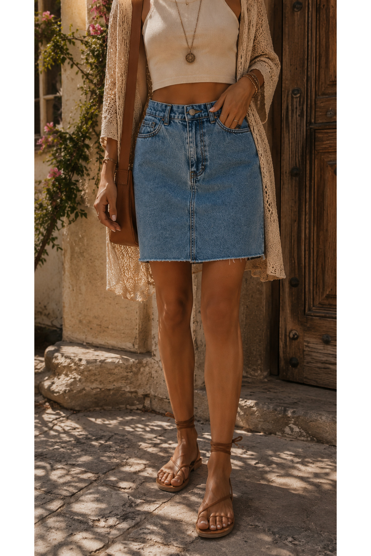 Women's Denim Cotton Gray Mini Skirt