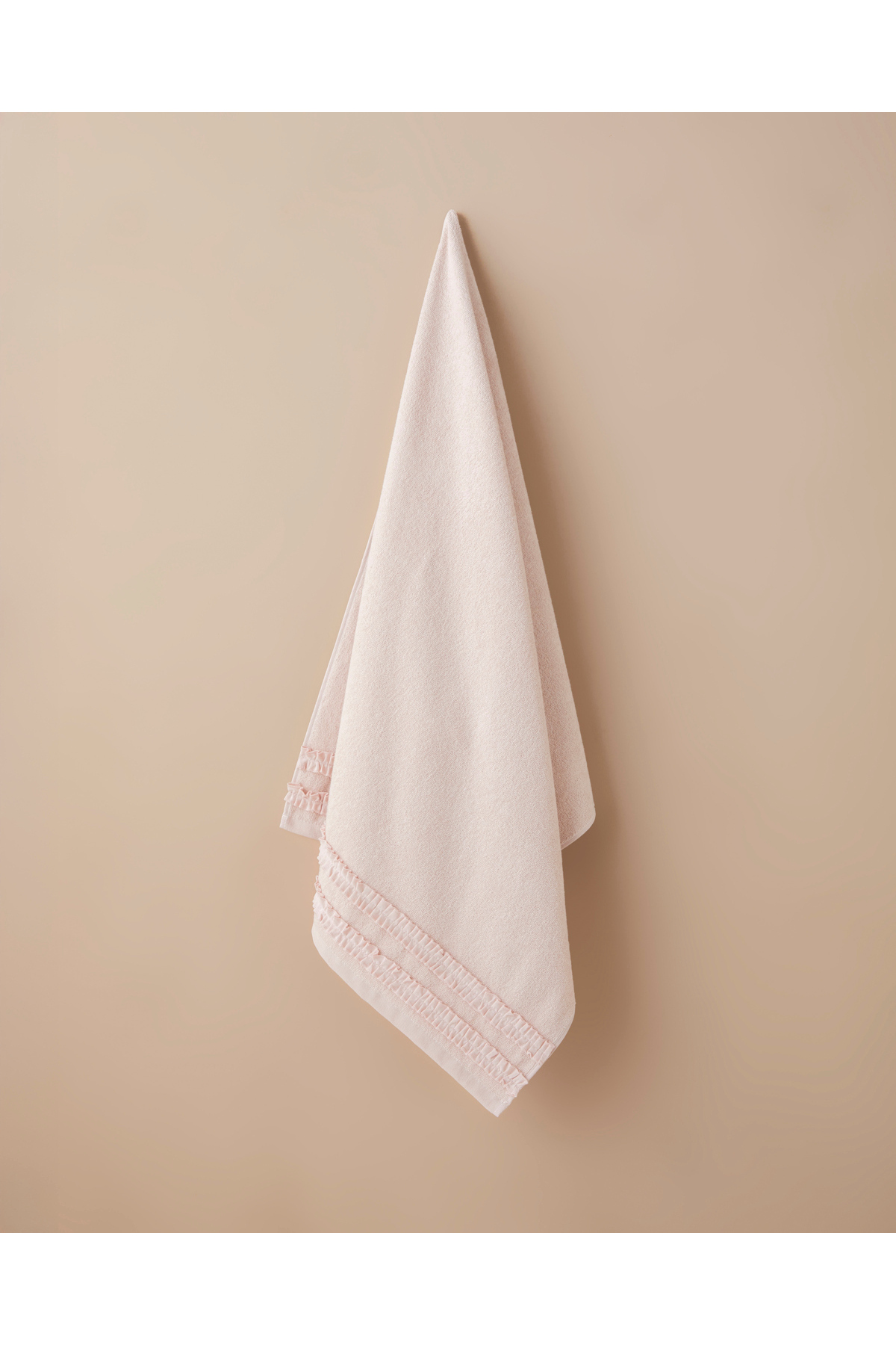 Soft Ruffle Pamuk Banyo Havlusu 70x140 cm Pudra