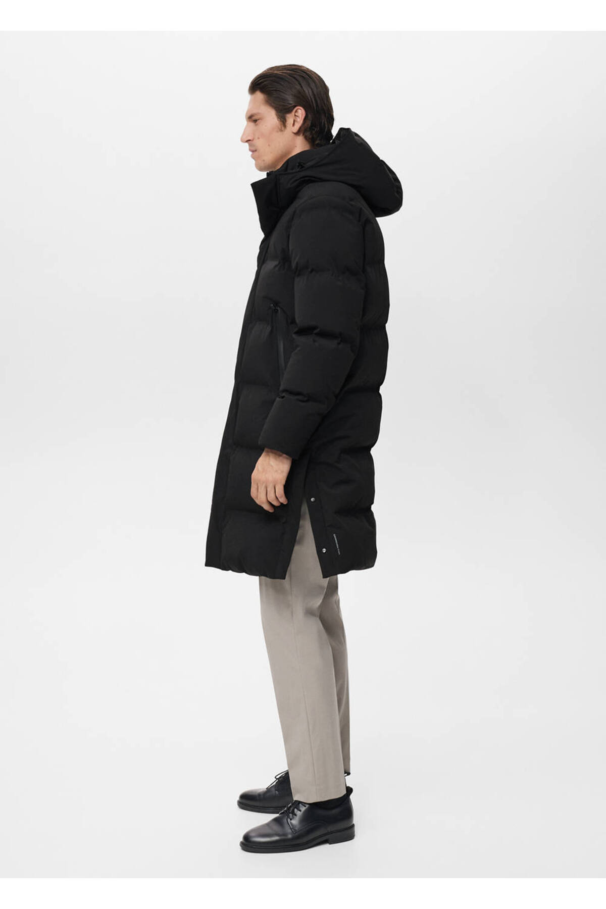 Thermolite® dolgulu waterproof kumaş uzun anorak — مشکی 17099204 — تصویر 8 از 8