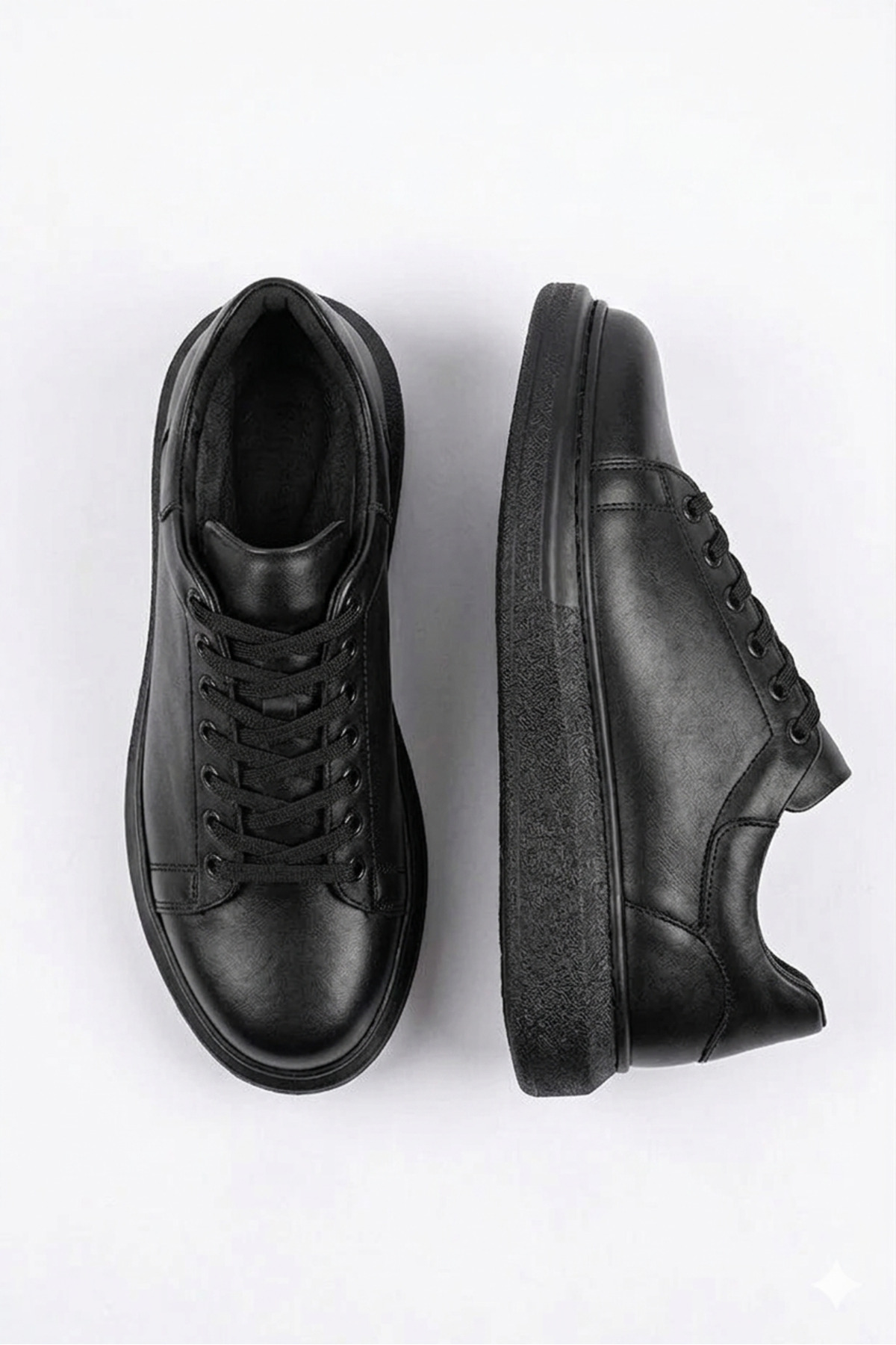 Premium Men's Sneakers with High Sole Laces Black