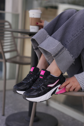 SOLAZER Kadın Siyah Pudra Sneaker Günlük Spor Ayakkabı 044