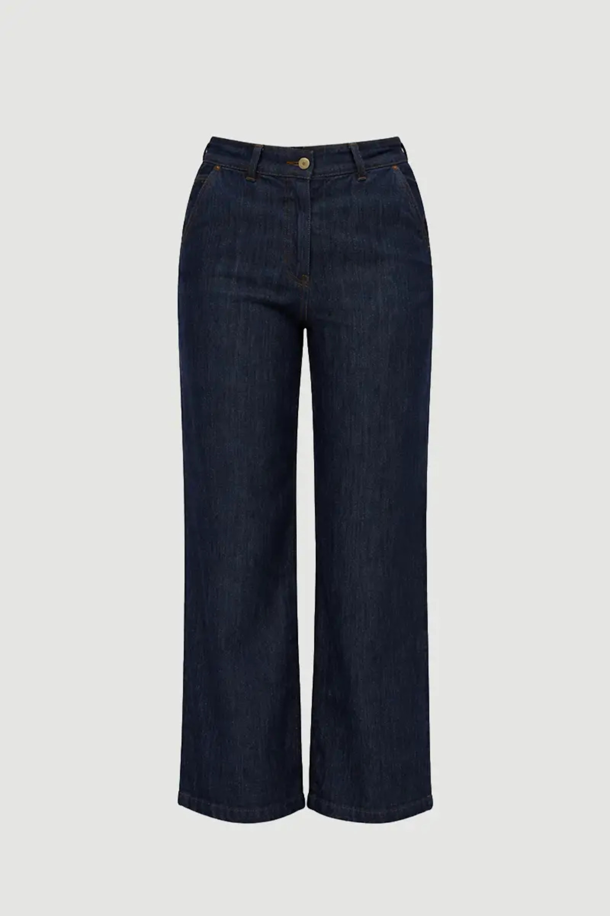Gusto Bol Paça Tencel Denim Pantolon - Lacivert görsel 7