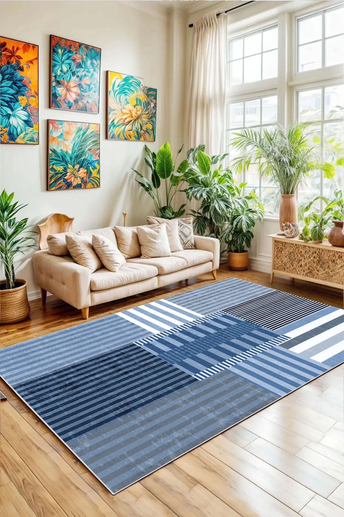 Salon Carpet Kitchen Carpet Runner Geometric Scandinavian Antiquated Digital Printing Washable carpet 9130