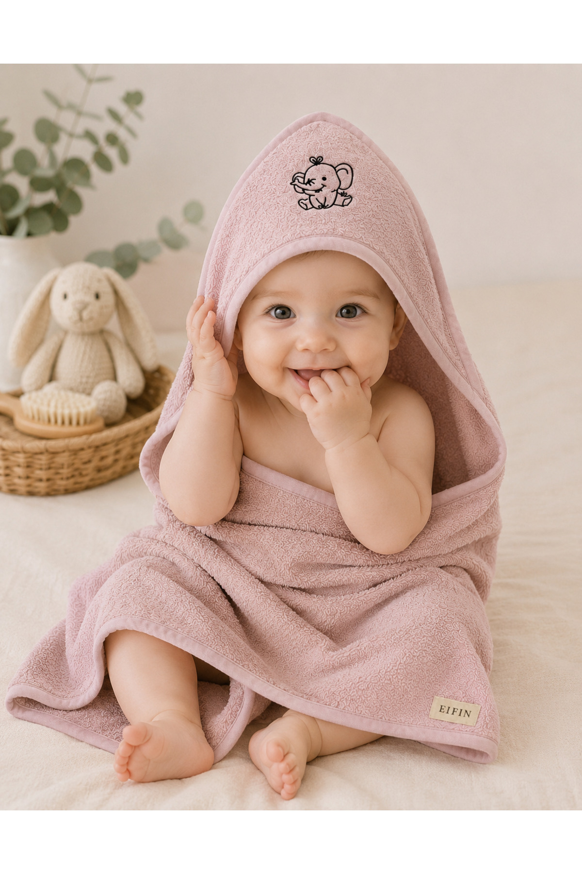 Cotton Baby Towel Swaddle Elephant Embroidery
