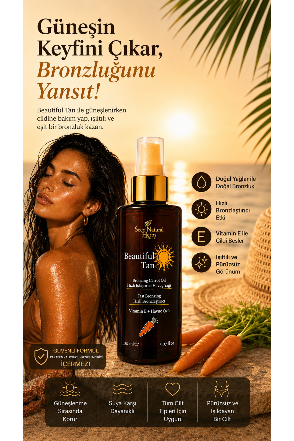 Hızlı Bronzlaştırıcı Havuç Özlü Güneş Yağı 150 Ml — 8681137004332