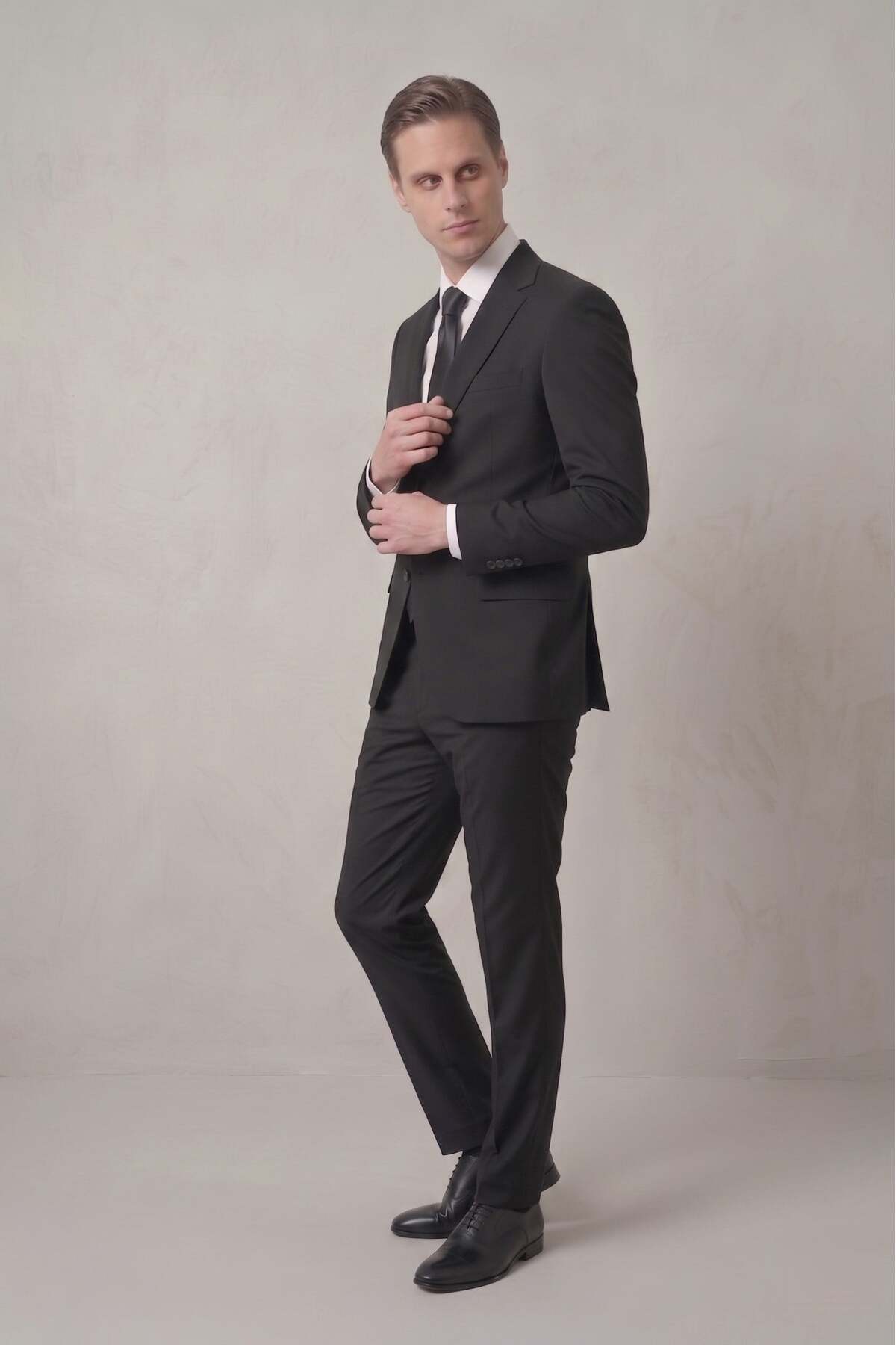 Efor Slim Fit Klasik Mono Yaka Klasik Düz Siyah Takım Elbise Tk 2021 görsel 3