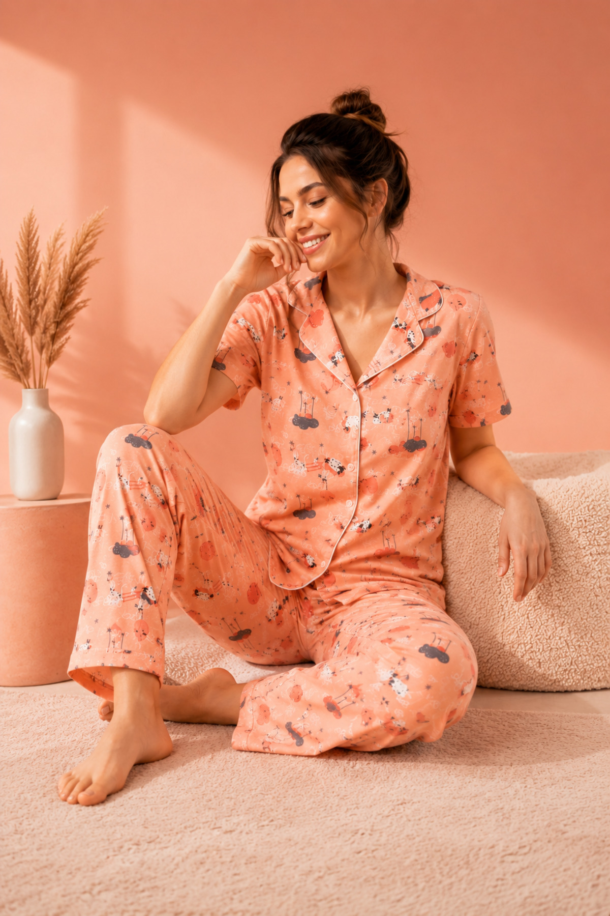 STRAWBERRY Pamuklu Düğmeli Pijama Takım görsel 2