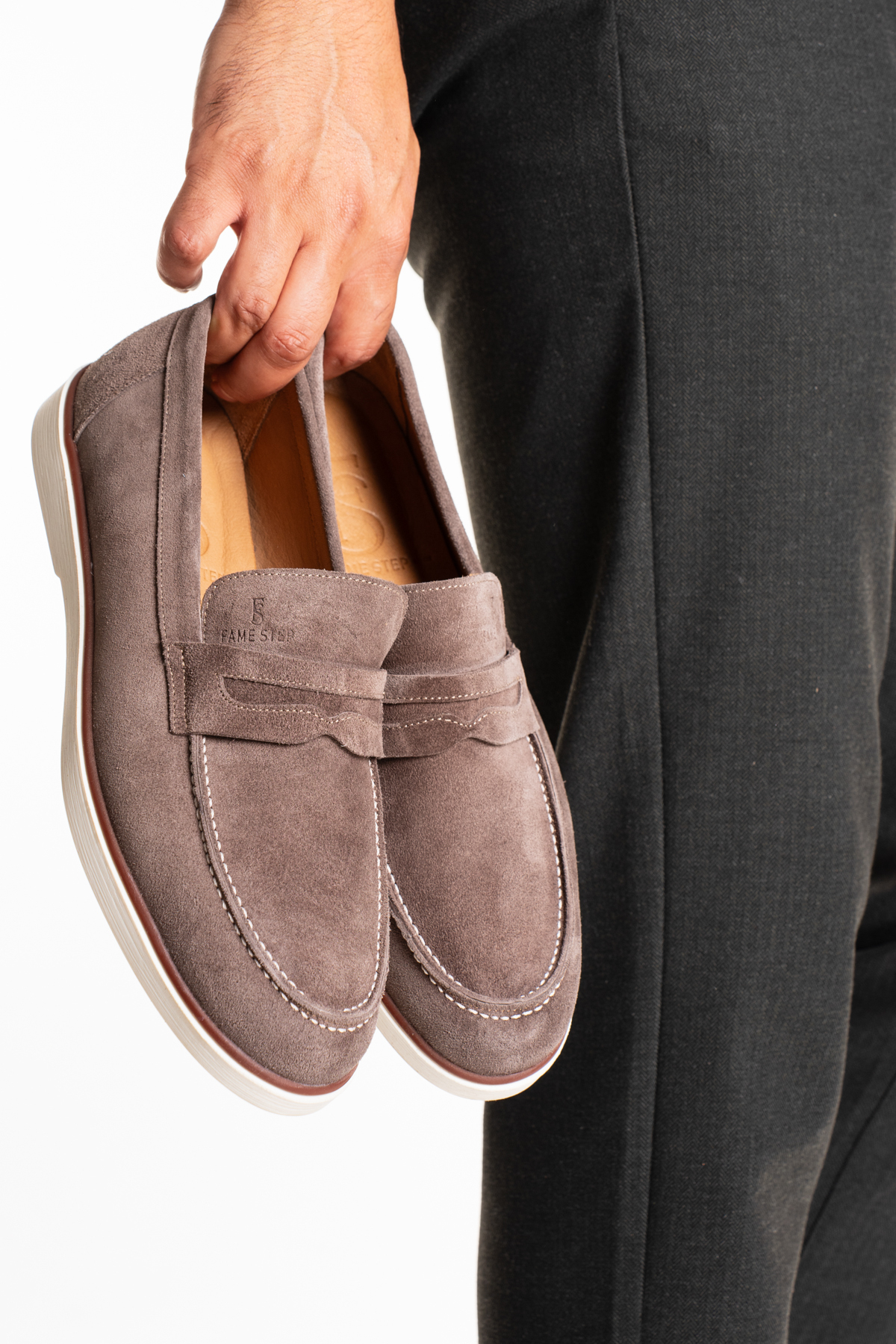 Fame Step Hakiki Deri Erkek Loafer Ayakkabı Vizon Süet Günlük Rahat Casual Mokasen Siena