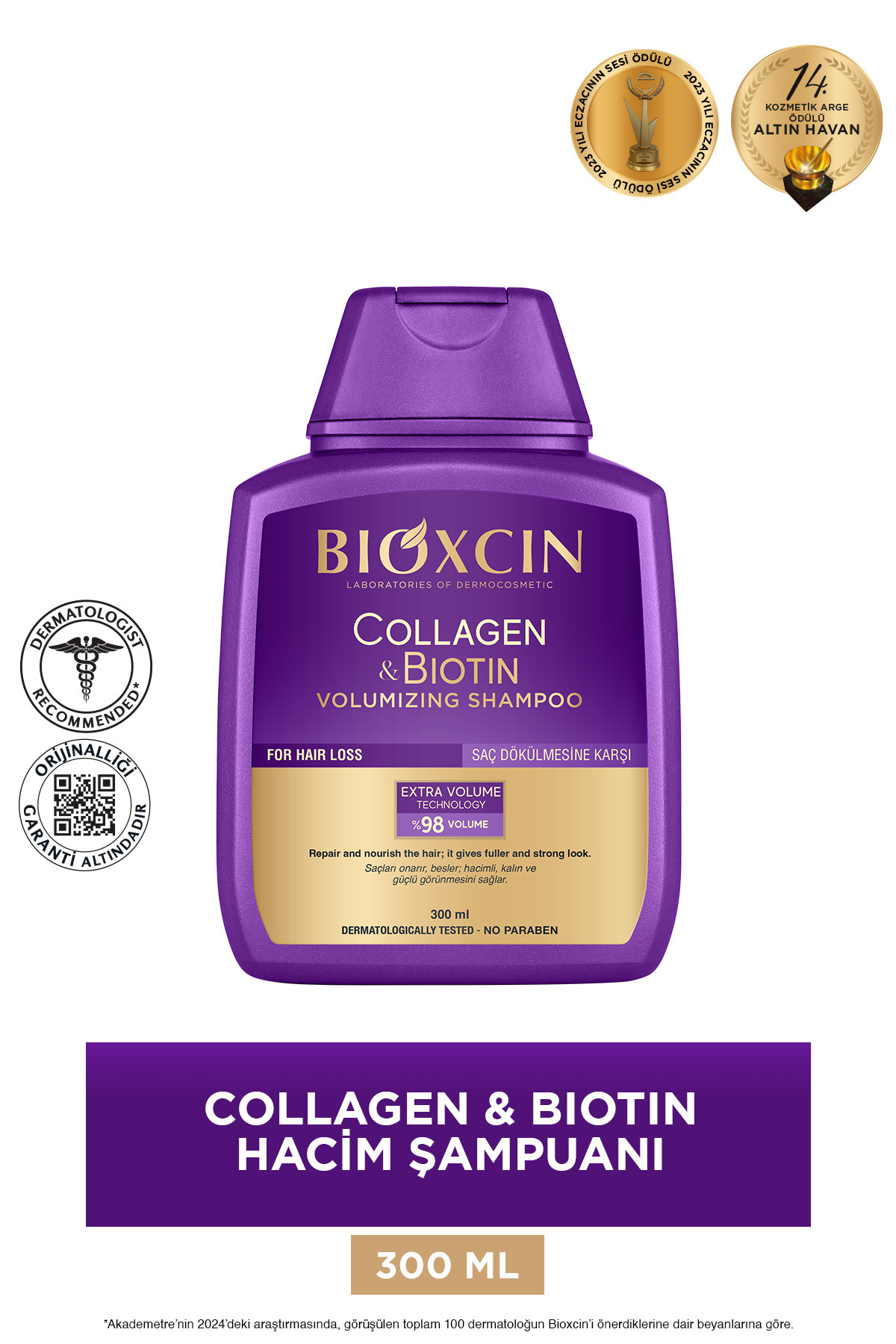 Collagen Biotin Hacim Şampuanı – Gür ve Dolgun Saçlar İçin 300 ml — 8680512631606 — تصویر 3 از 9