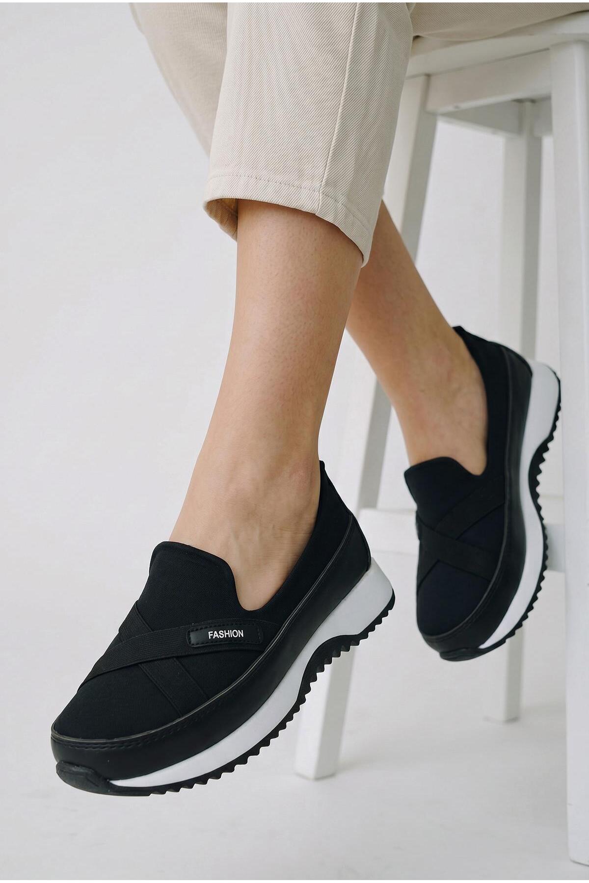 ISPARTALILAR 1066 Stretchy Stoned Orthopedic Sole Daily Women's Shoes Ballet Casual Daily Shoes