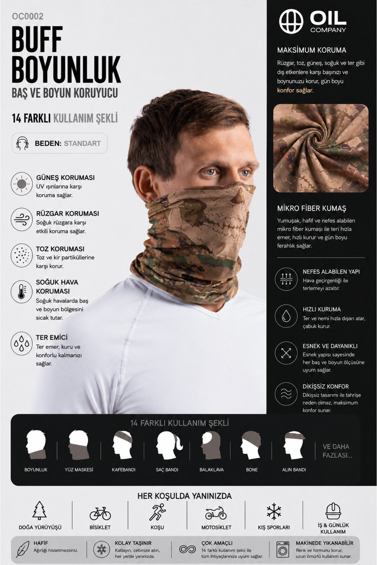 OIL COMPANY Multifonksiyonel Buff Boyunluk