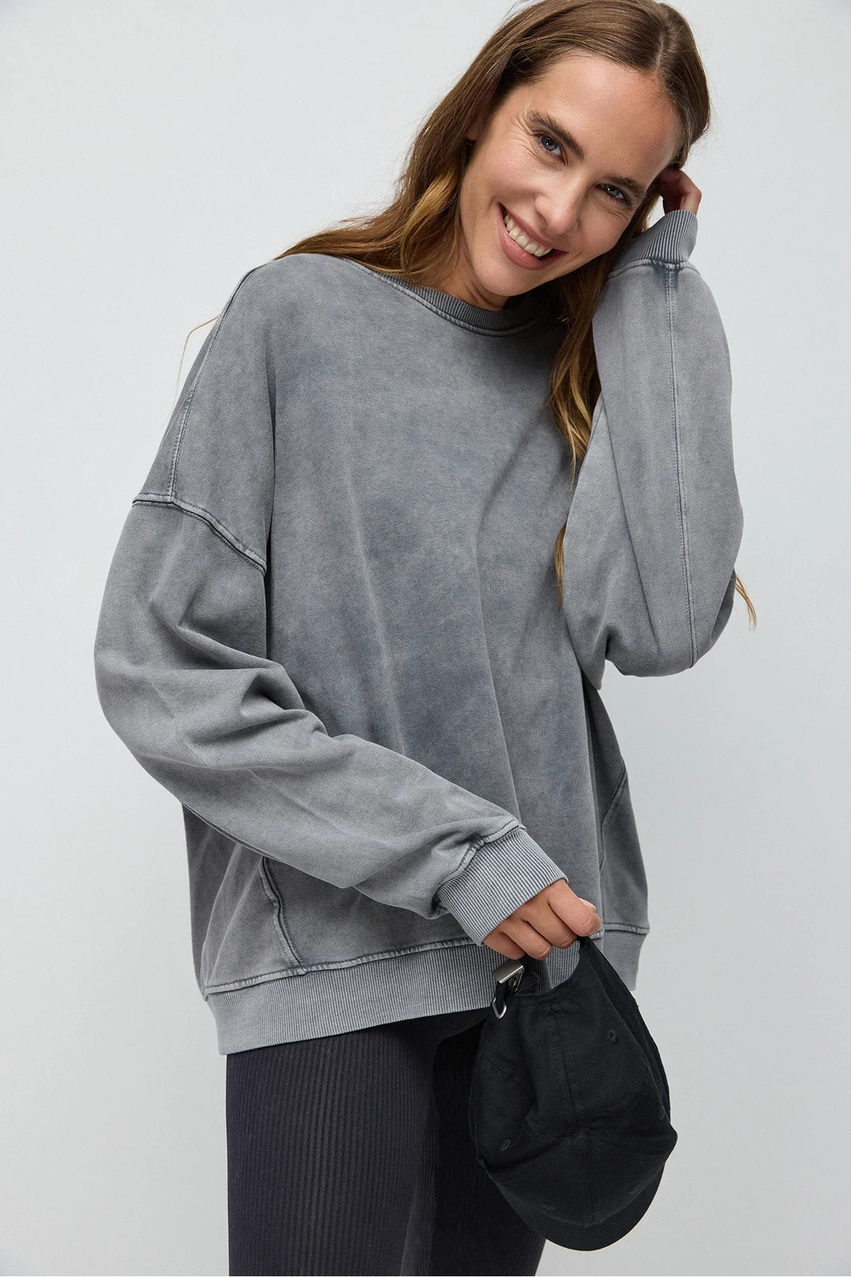 No Matter What Soluk Efektli Oversize Sweatshirt görsel 4