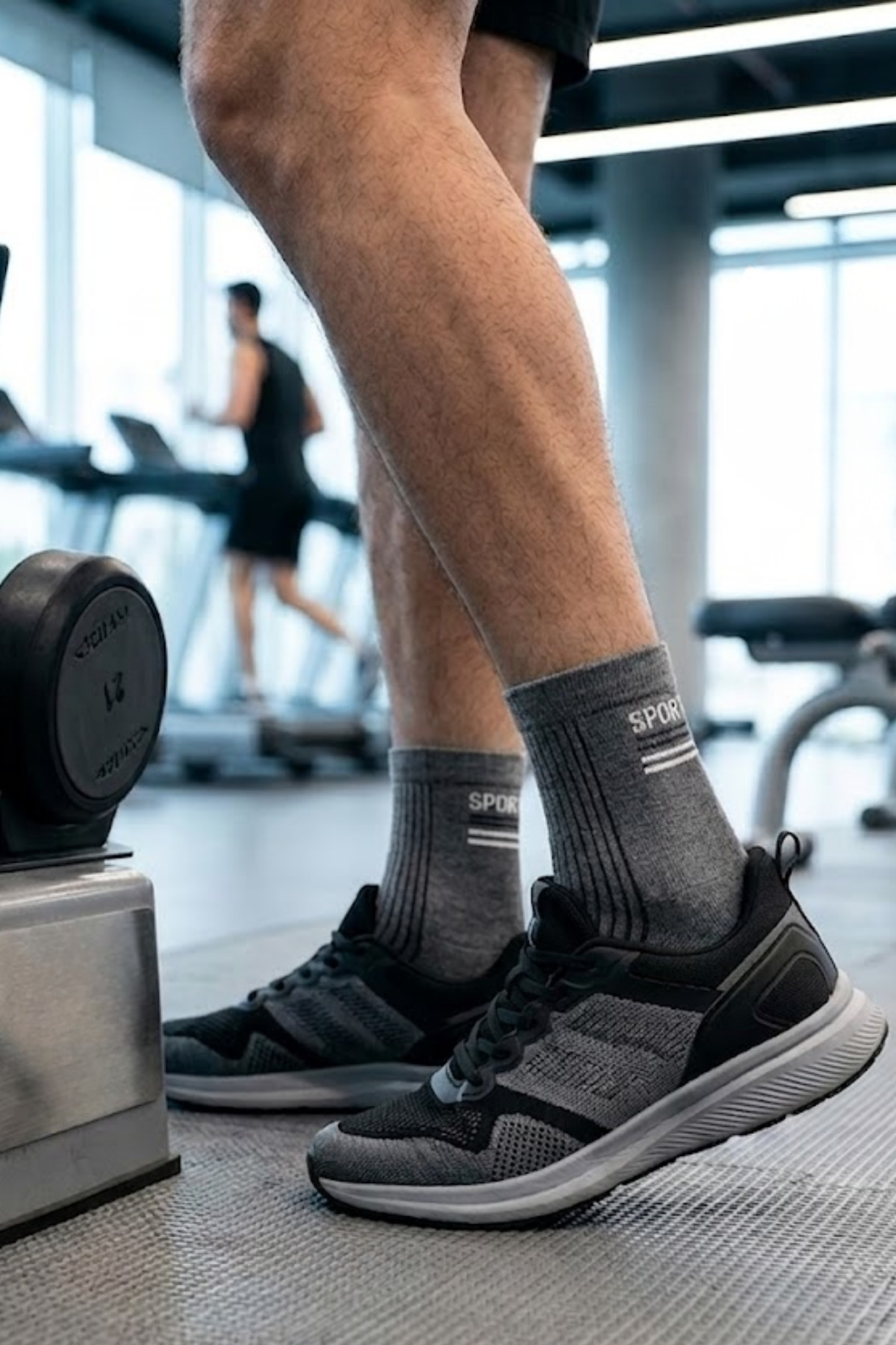 Socketta 3'lü Füme Erkek Spor Pamuk Dikişsiz Esnek Patik Çorap - Premium görsel 3