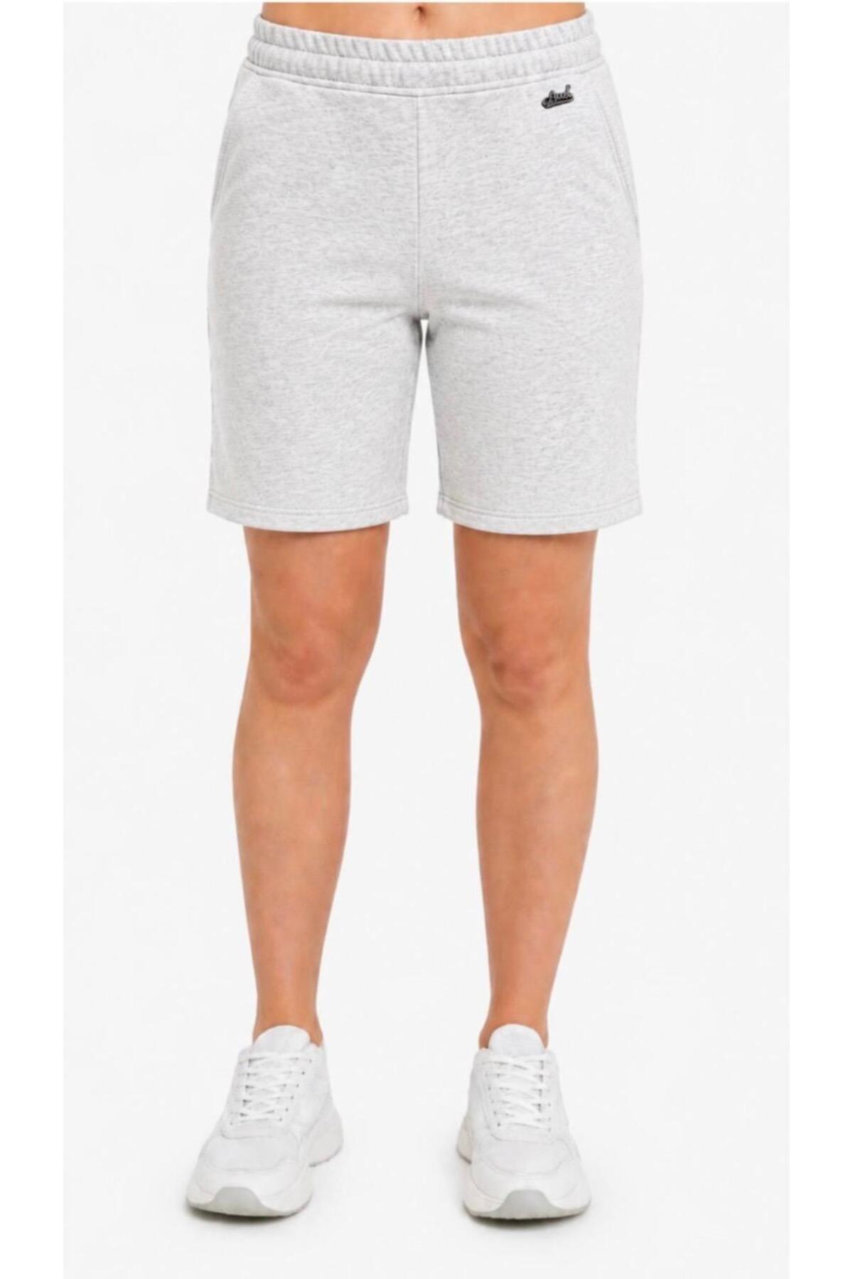 Women's Light Gray Melange 2 Thread Shorts-s224