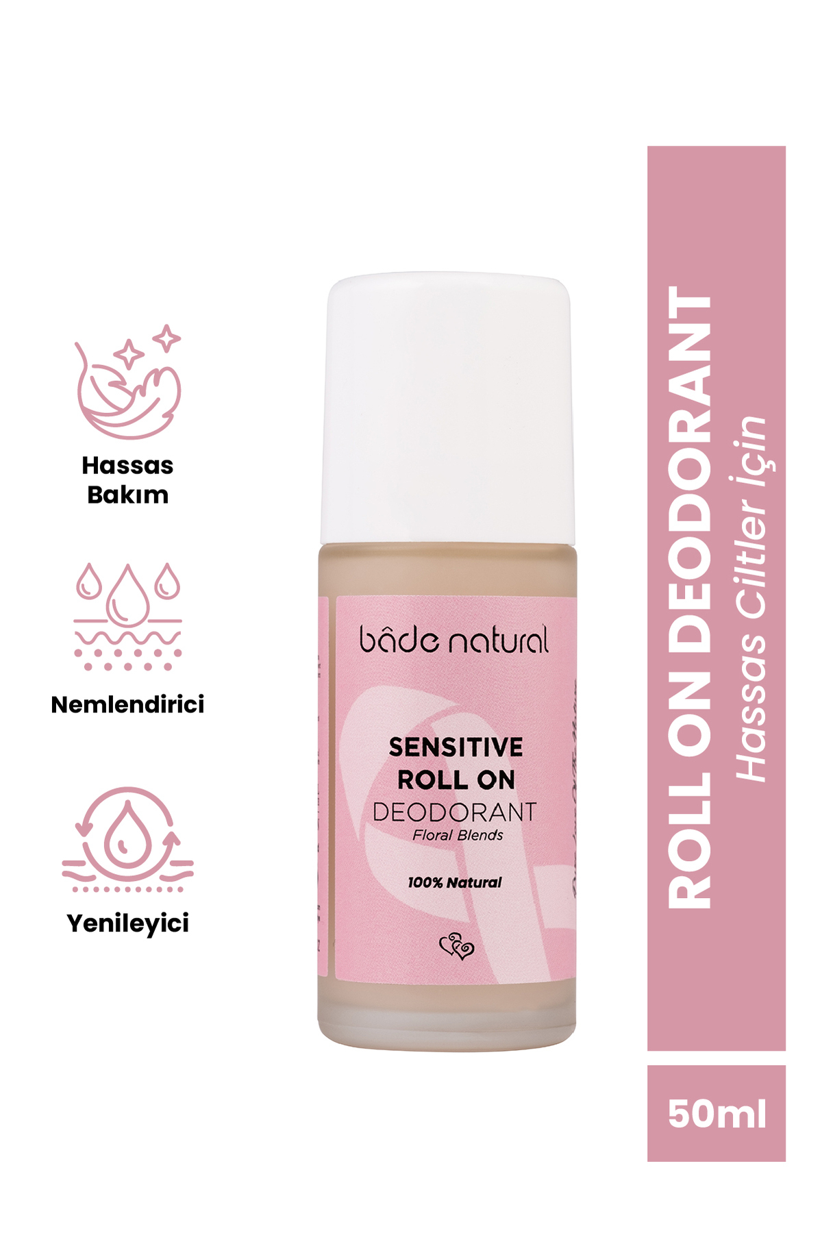 Bade Natural Doğal Roll On Floral Blends Deodorant Hassas Ciltler İçin Ter Kokusu Önleyici Vegan 50 ml