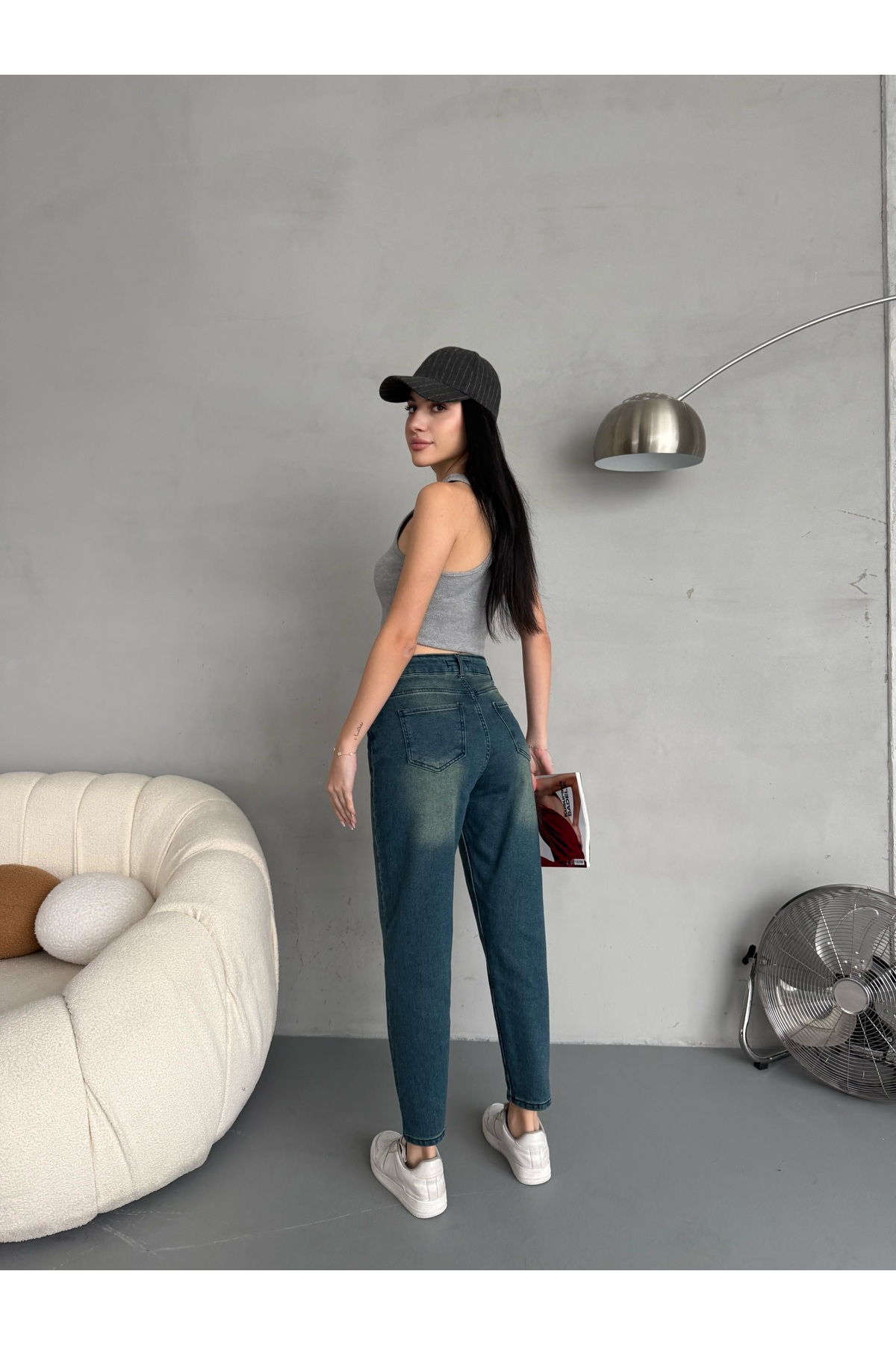 alanora Kadın Esnek/Likralı Yüksek Bel Mom Jean görsel 5