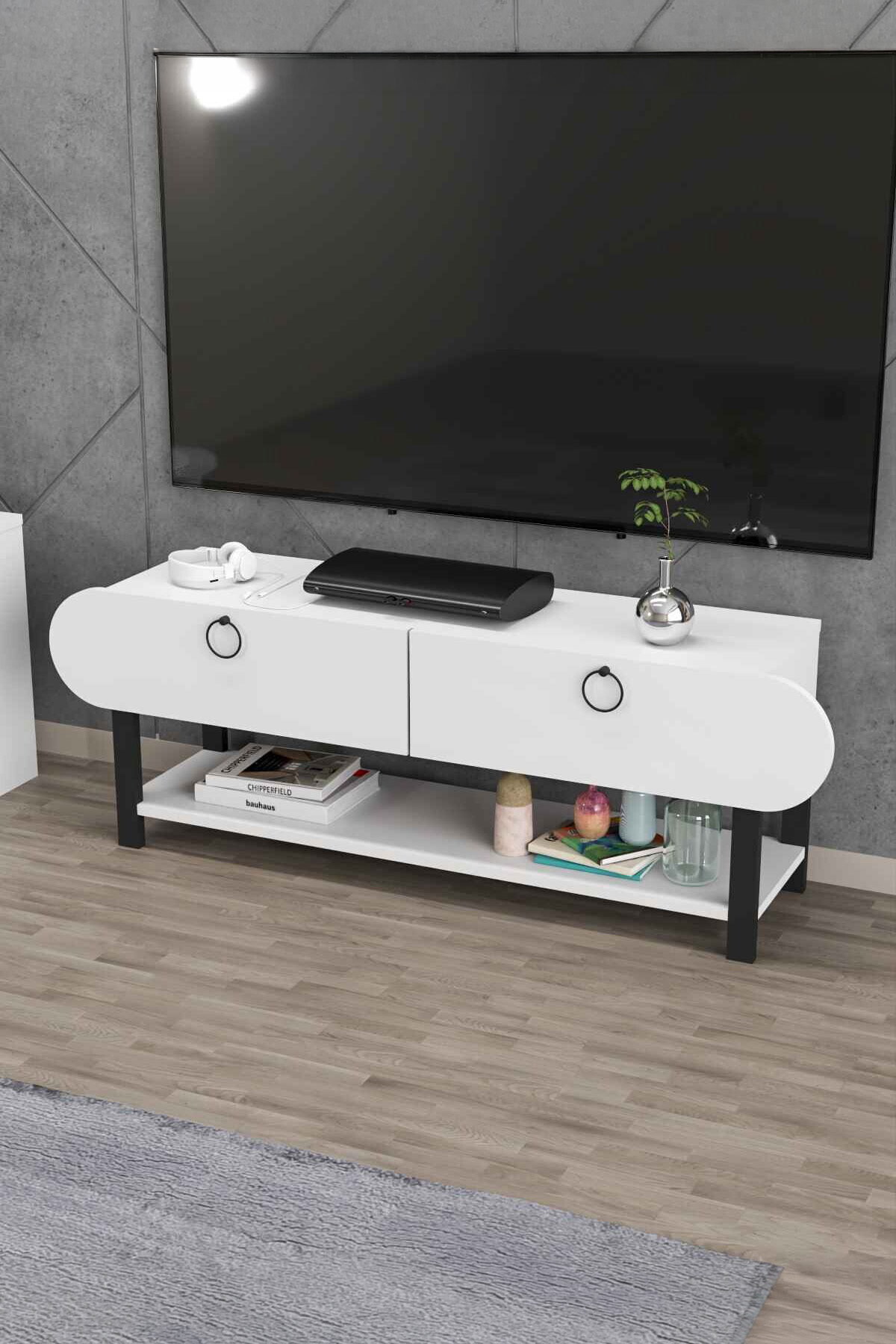 Goldfalez Setro TV Ünitesi Beyaz 110 cm görsel 3