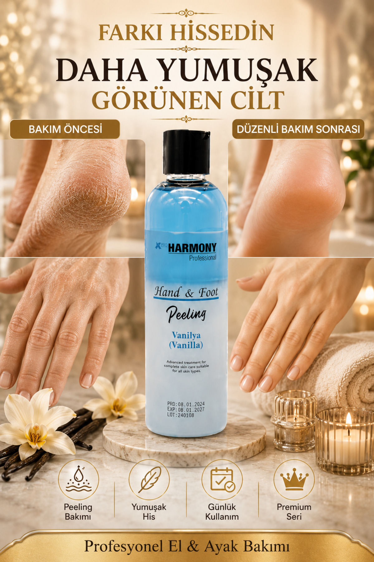 Hand & Foot Peeling Vanilla Vanilya Aromalı El & Ayak Peelingi 250 ml — XPH-8682887911413 — تصویر 7 از 8