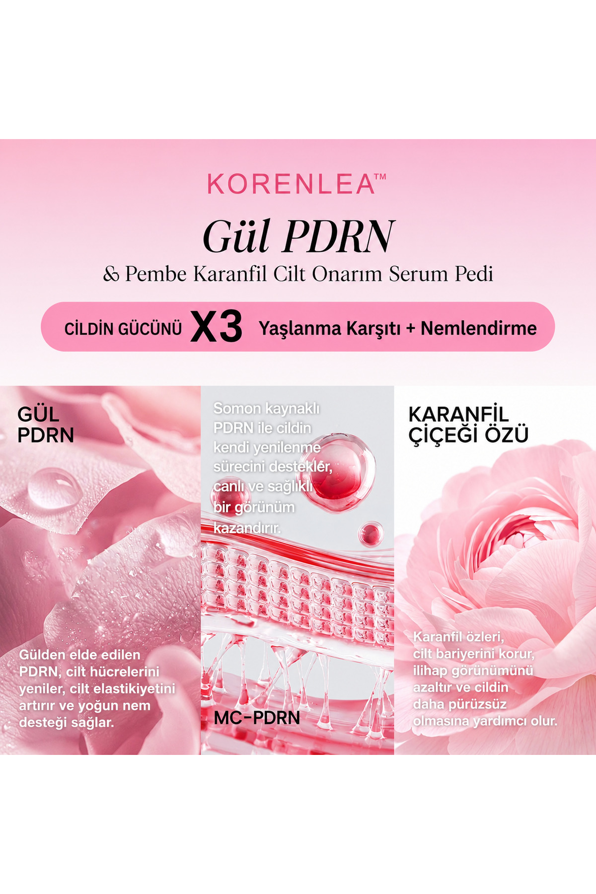 سرم پپتید صورتی Korenlea PDRN — تصویر 3 از 6