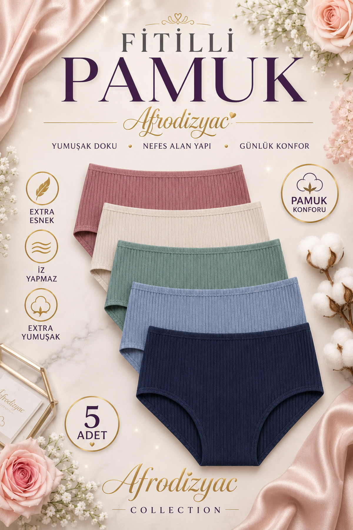 Afrodizyac 5!i Fitilli Pamuk Yüksek Bel Slip (EXTRA ESNEK VE YUMUŞAK)