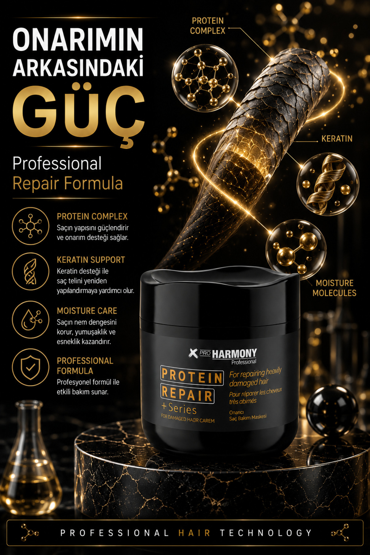 Protein Repair Hair Cream Onarıcı Saç Bakım Maskesi 500 ml — XPH-8682887911024 — تصویر 4 از 8