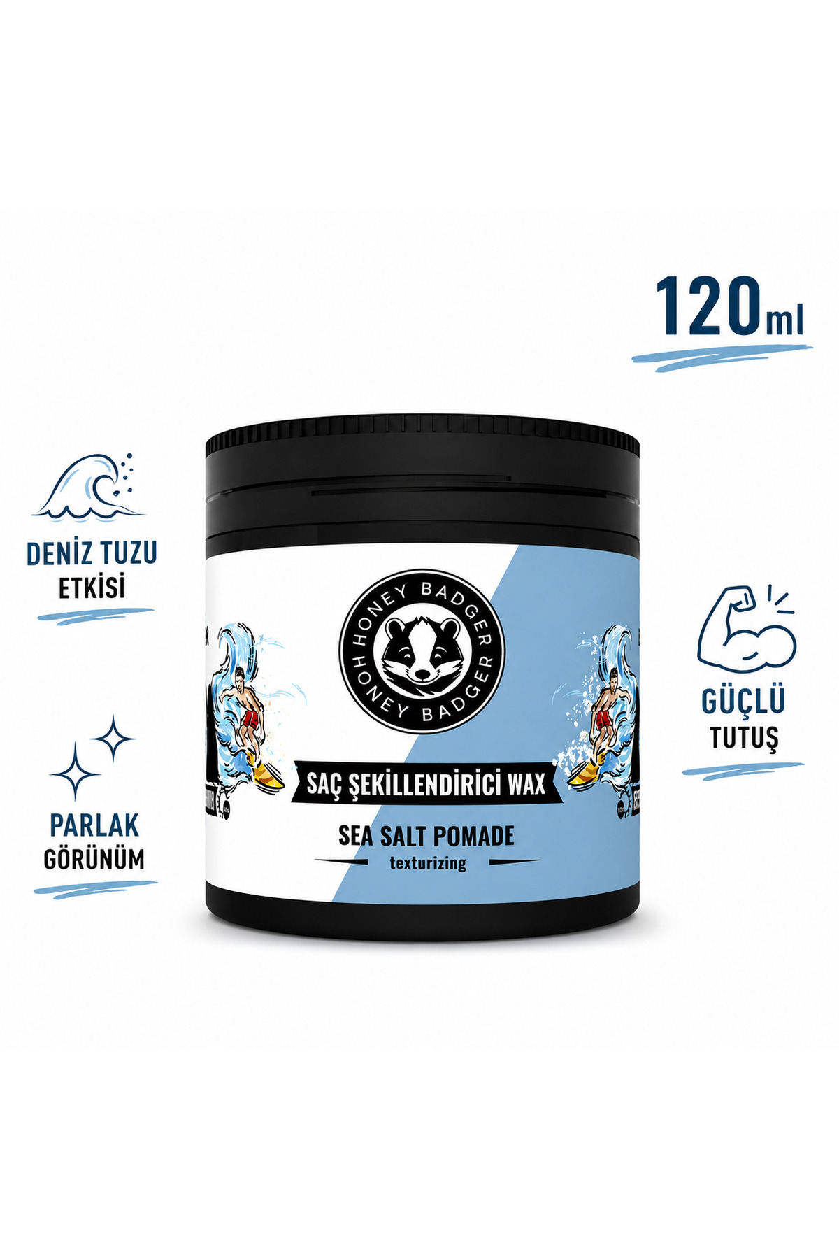 Honeybadger SEA SALT POMADE SAÇ ŞEKİLLENDİRİCİ PARLAK WAX — 02