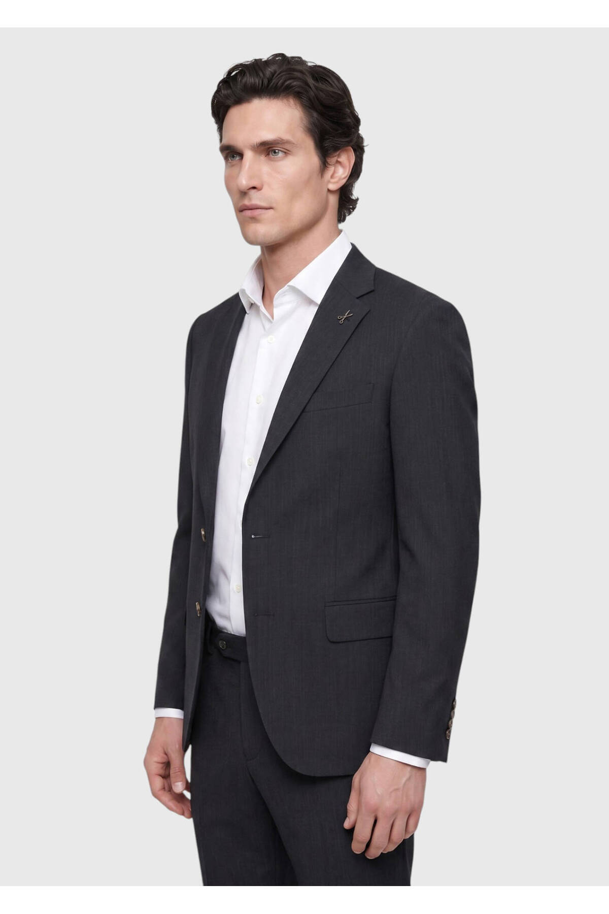 Ramsey Antrasit Desenli Modern Fit Yün Karışımlı Takım Elbise görsel 3