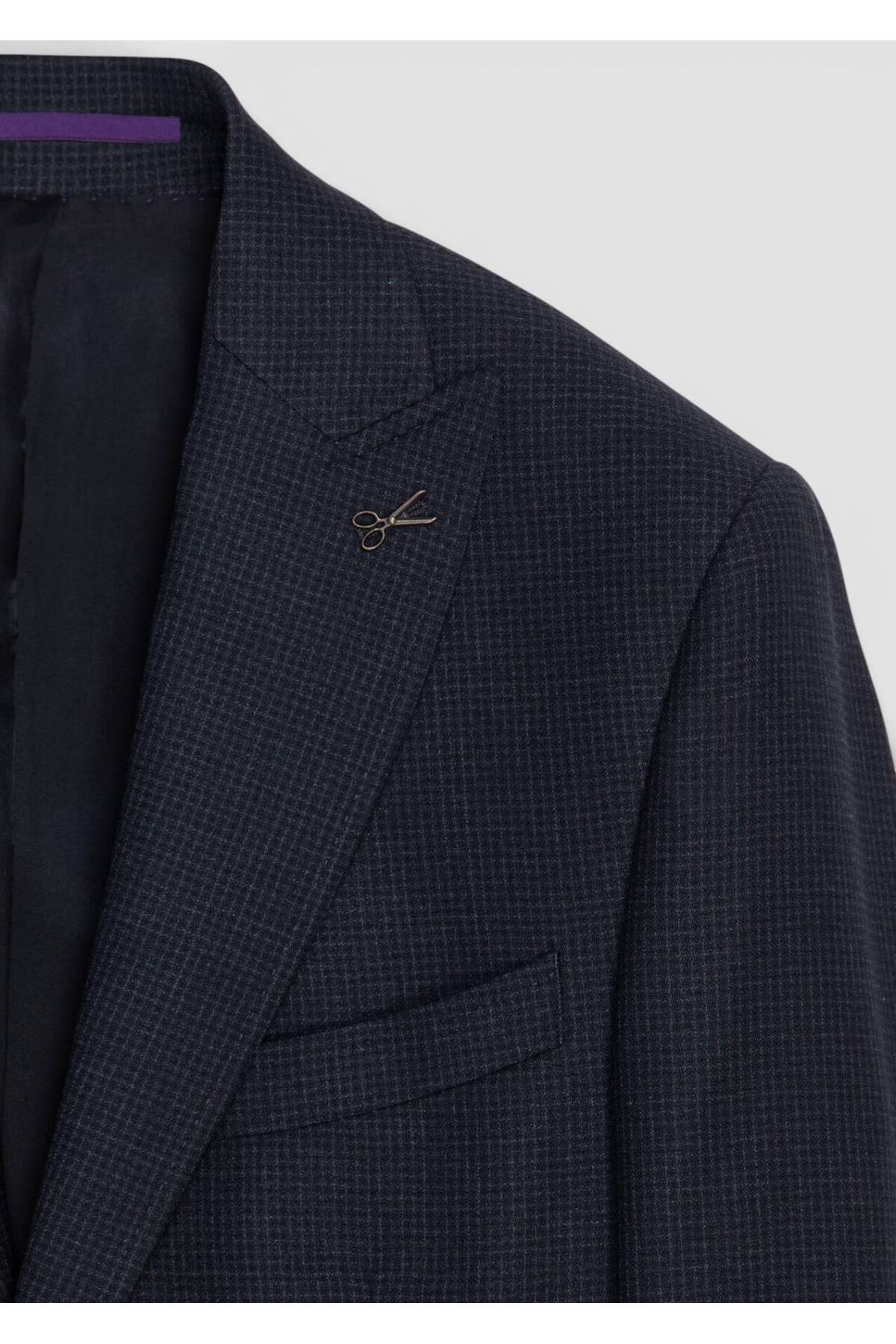 Ramsey Antrasit Kareli Zeroweight Slim Fit %100 Yün Takım Elbise görsel 6