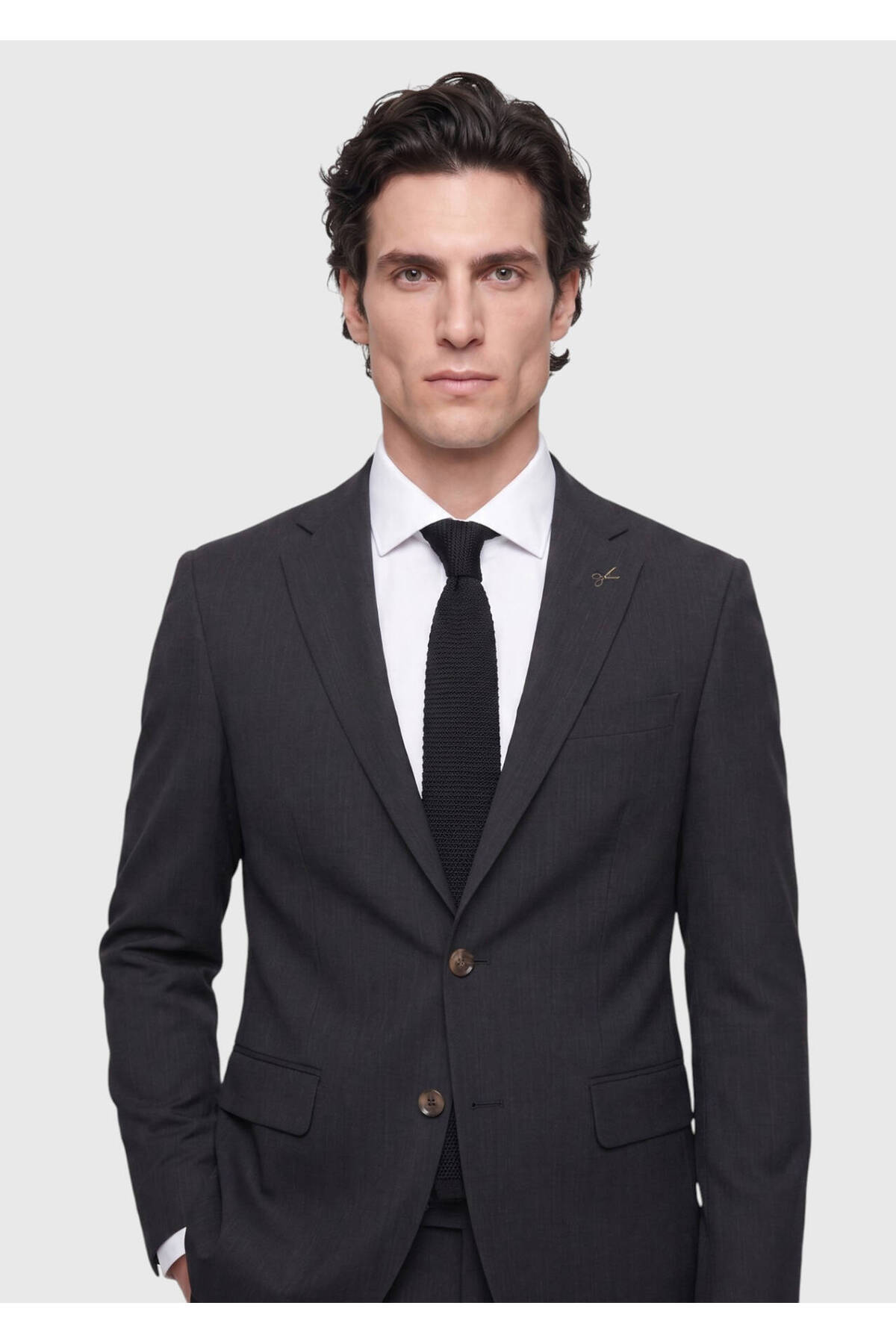 Ramsey Antrasit Desenli Modern Fit Yün Karışımlı Takım Elbise görsel 2