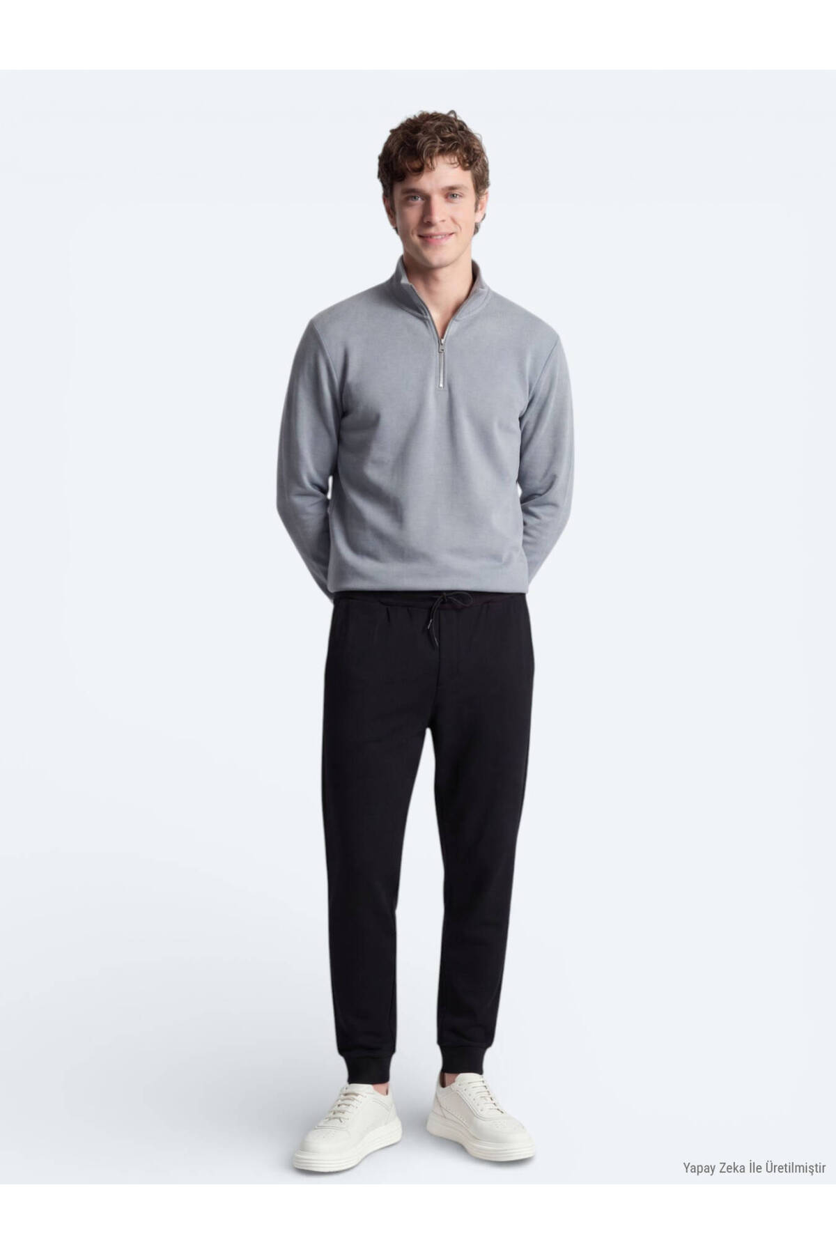 Gri Dik Yaka Düz Sweatshırt — رنگارنگ 10157427 — تصویر 5 از 6