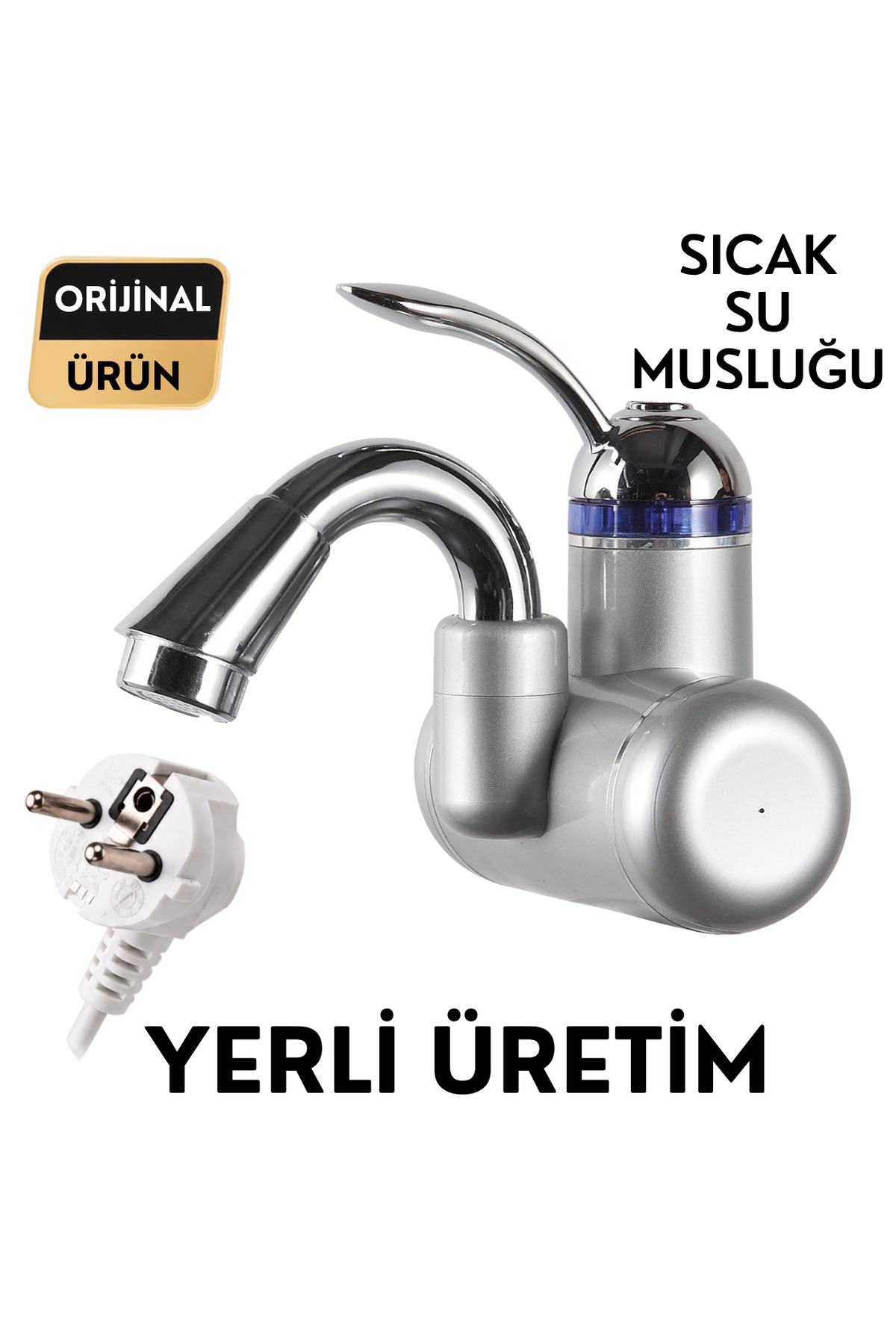 Sıcak Musluk Elektrikli Ani Su Isıtıcı Termal Şofben Musluk Duvara Monteli Dsg-5S Gümüş Gri