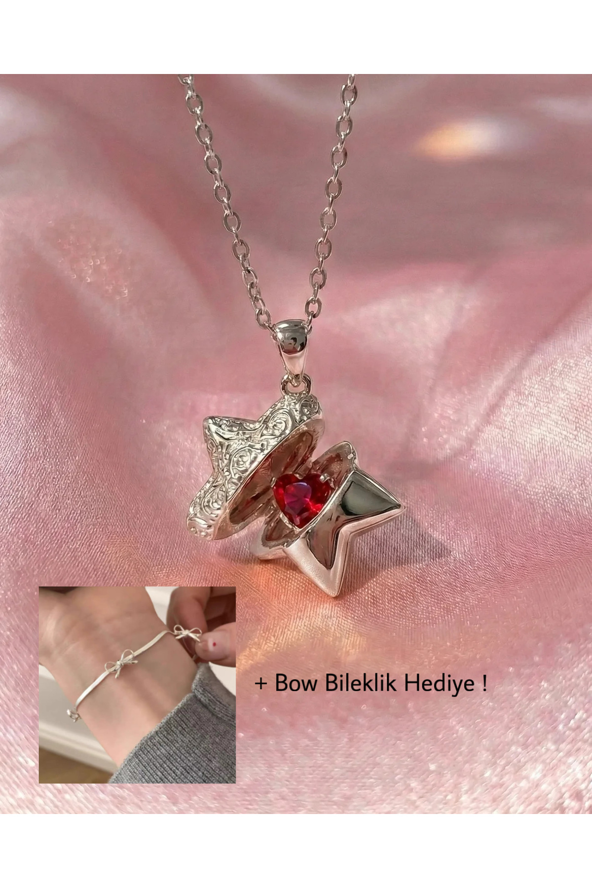 Dem Accessory Çelik | Love Locked Star Kolye görsel 2