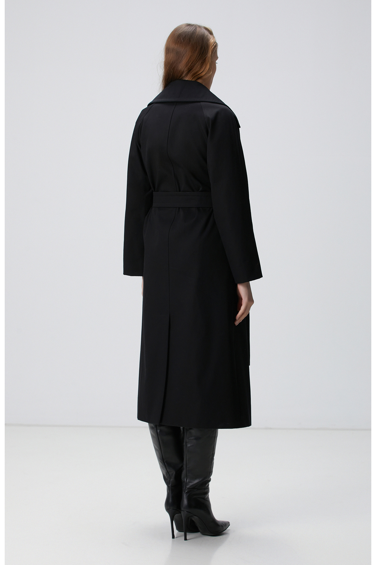 Network Siyah Kruvaze Trench Coat görsel 7