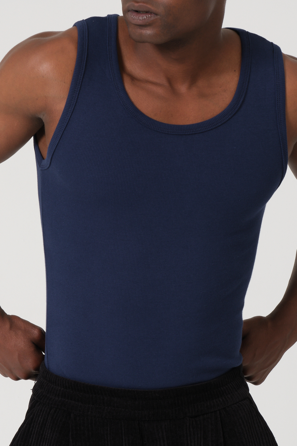 gamaro Erkek Halter Yaka slimfit Sporcu Likralı Atlet görsel 5