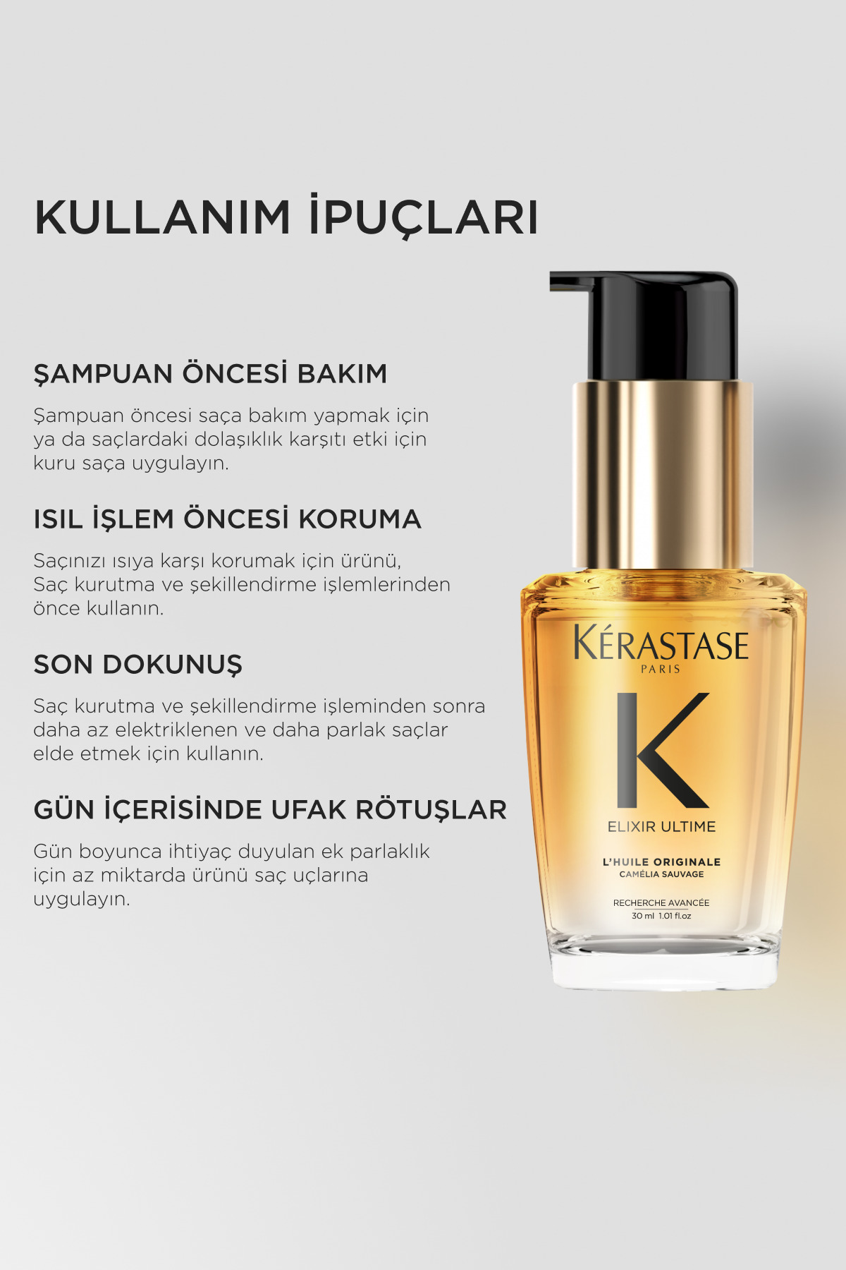 Elixir Ultime Tüm Saç Tipleri Için Besleyici, Parlaklık Veren Saç Bakım Yağı 30 ml — E4167400 — تصویر 5 از 8
