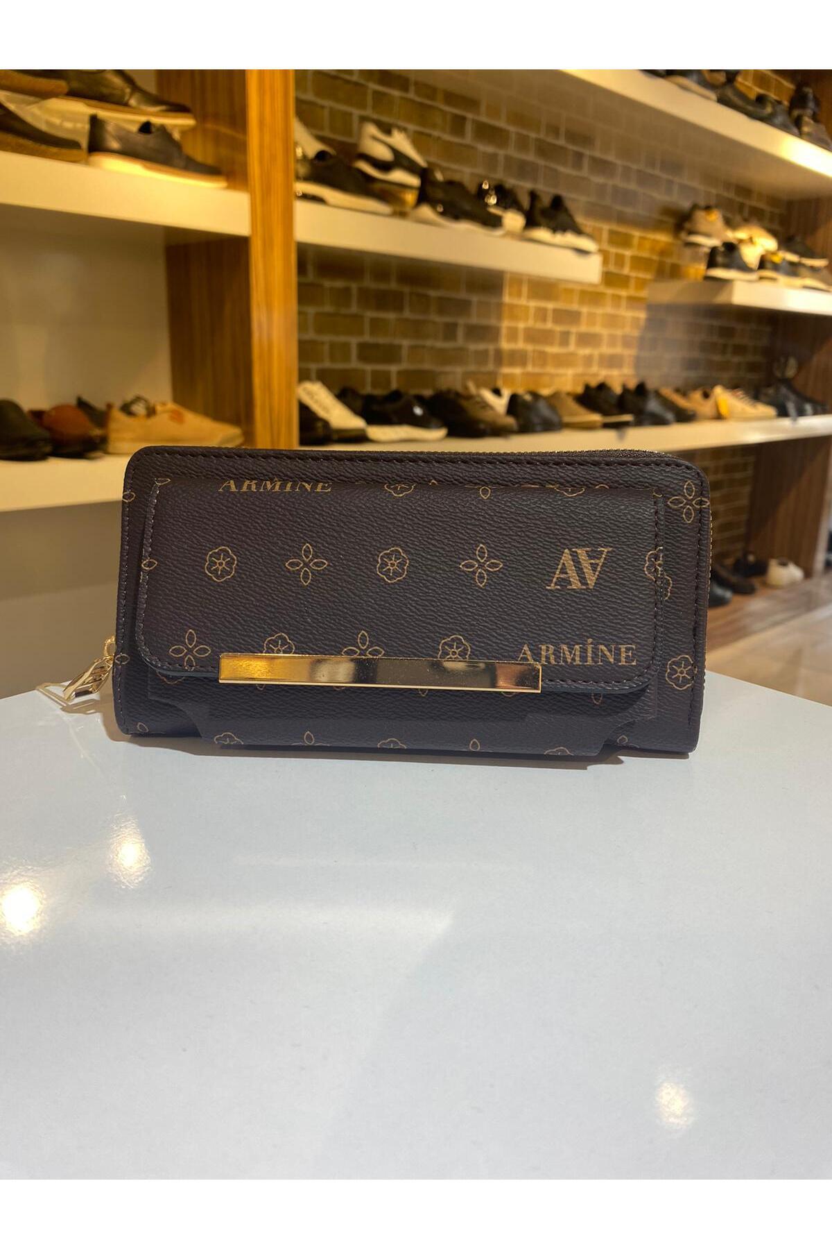 ARMİNE Kaliteli Şık ve Kullanışlı   Kahverengi Baskılı   Cüzdan