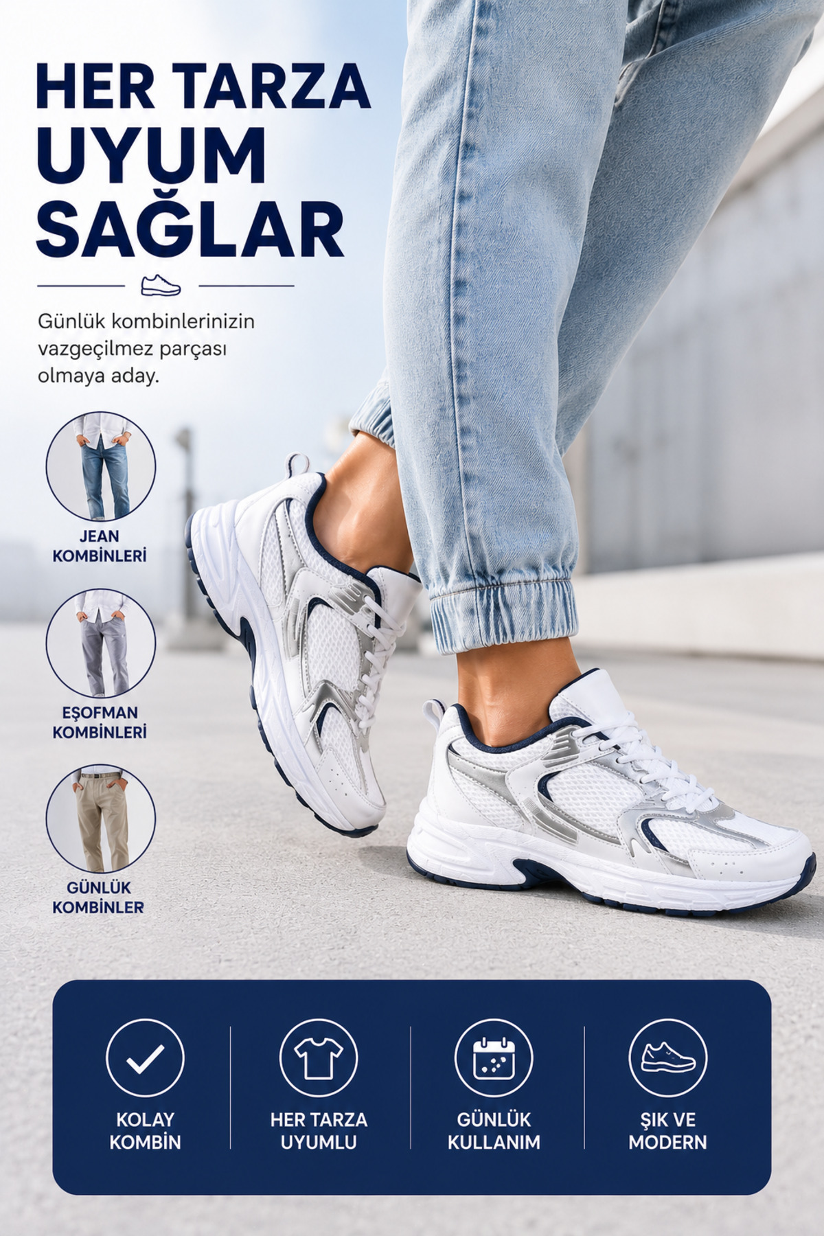 ayakkabıhavuzu 530 Beyaz Lacivert Spor Ayakkabı görsel 6