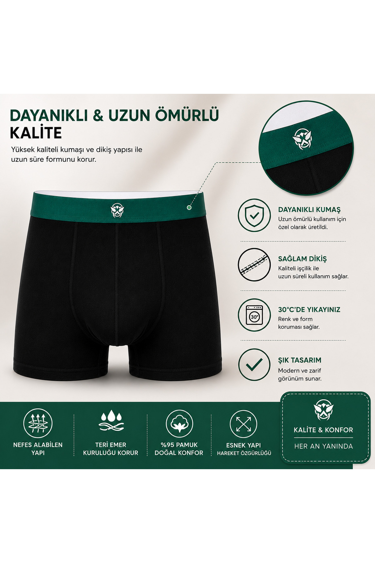 Aybome Erkek Boxer Premium Pamuklu Boxer Külot Esnek Rahat Kalıp görsel 4