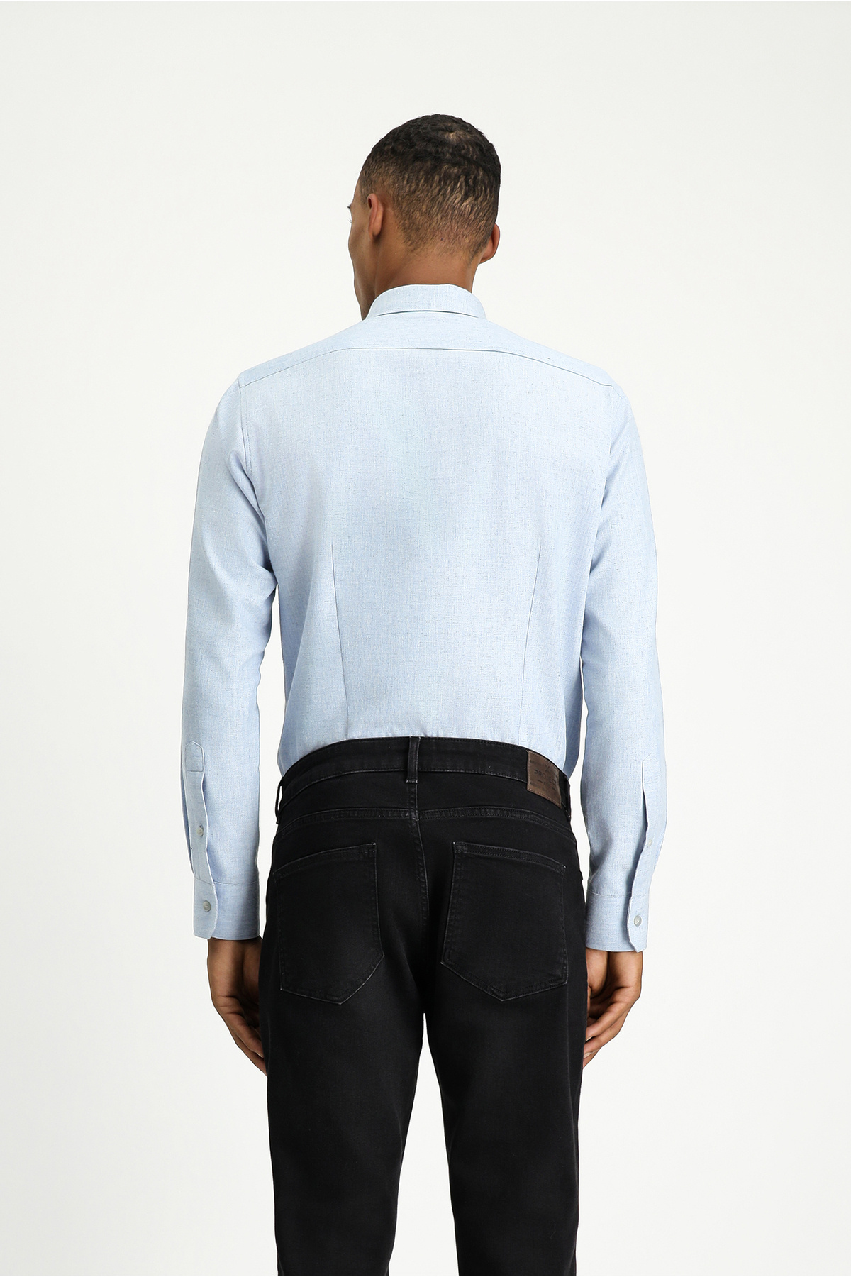 Uzun Kol Slim Fit Dar Kesim Oduncu Spor Pamuklu Düğmeli Yaka Gömlek — آبی KK254497DZ001 — تصویر 6 از 7