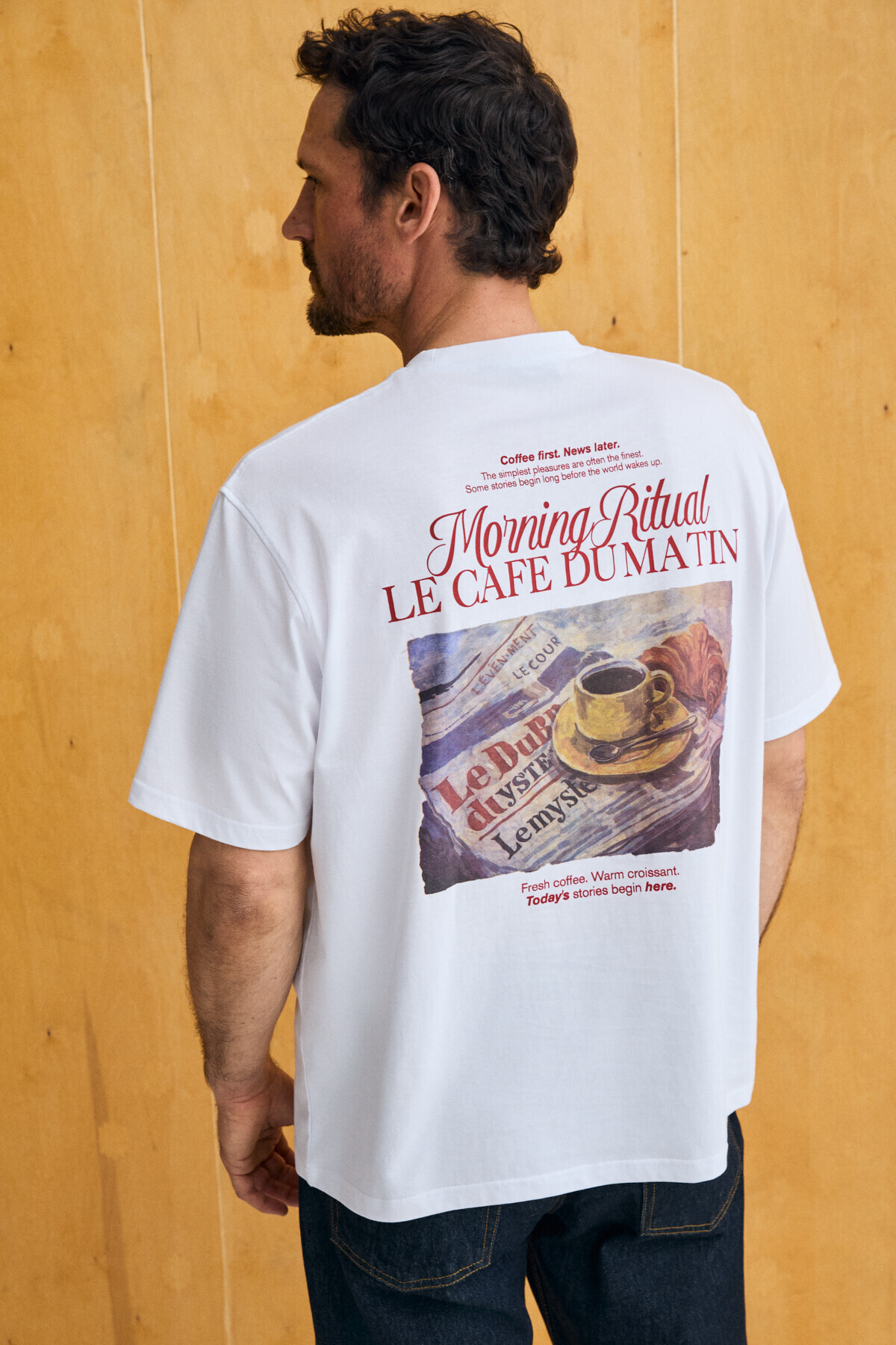 GRIMELANGE FUTI Erkek %100 Organik Pamuklu Baskı Detaylı Yuvarlak Yaka Beyaz T-Shirt