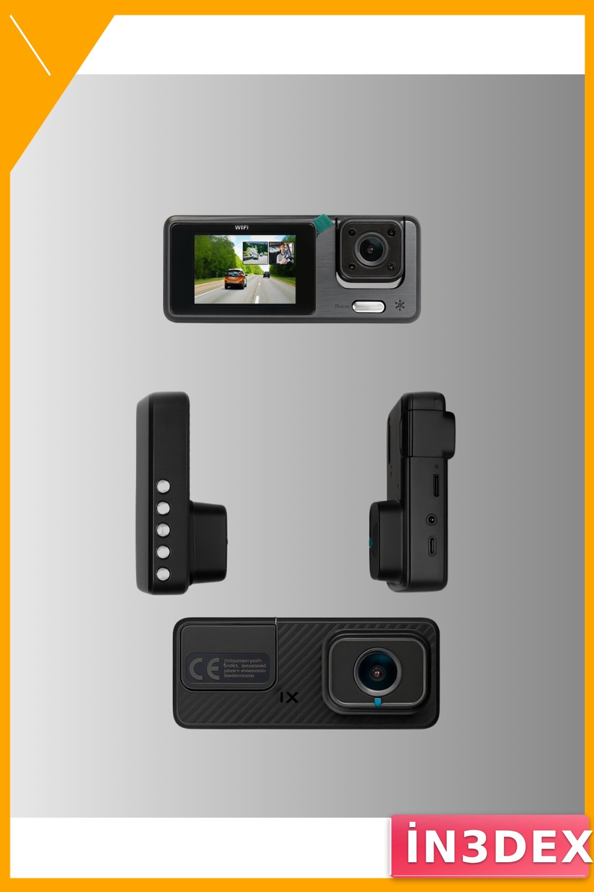 Üçlü Lens Araç İçi Kamera 1080P Döngü Kayıt Ön İç Arka
