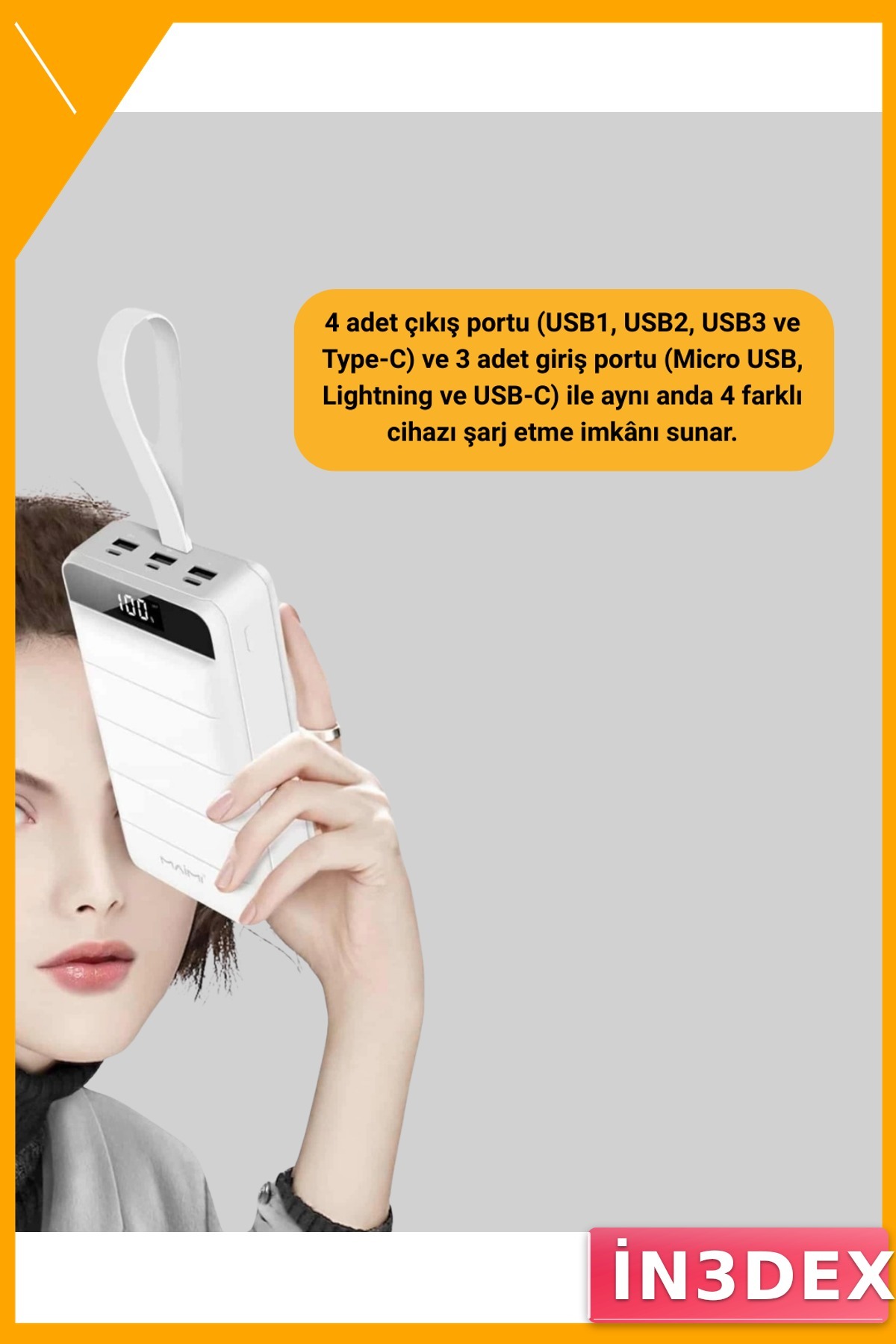 50000mAh Taşınabilir Powerbank 4 Cihaz Aynı Anda Şarj
