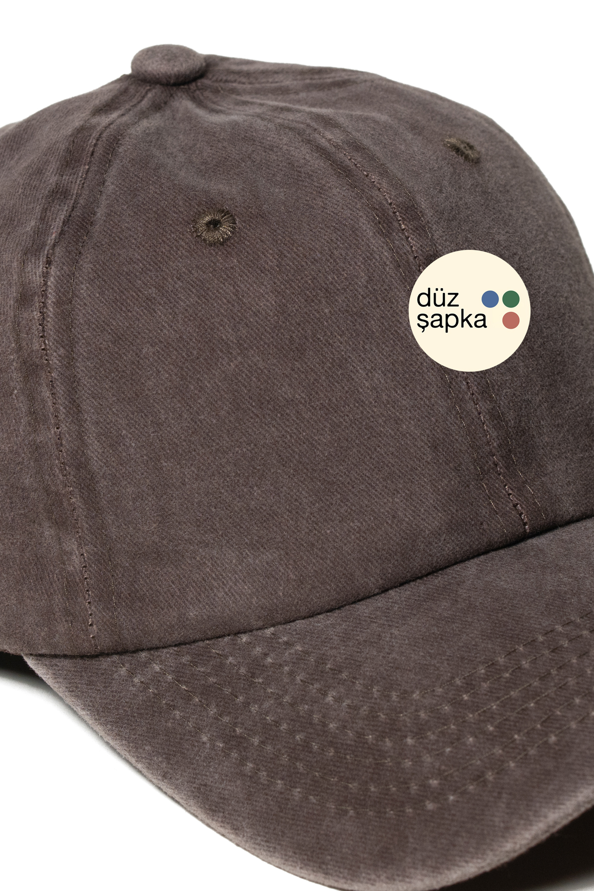 düz şapka studio Düz Şapka | Kahverengi Yıkamalı Kep Şapka - Minimalist, Logosuz ve Yazısız görsel 5