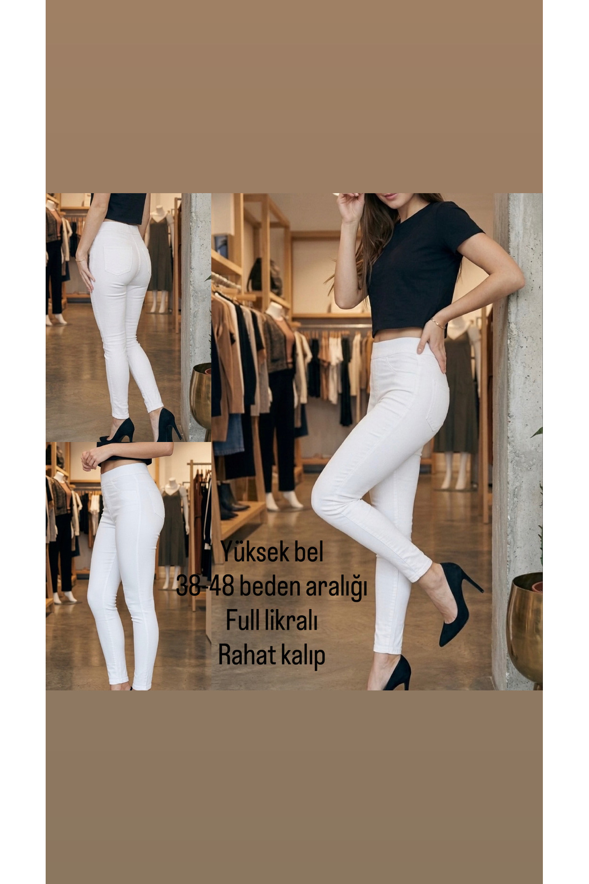 ModamarkReal  Beli lastikli toparlayıcı yüksek bel büyük/küçük beden kot pantolon tayt rahatlığı - Görsel 2