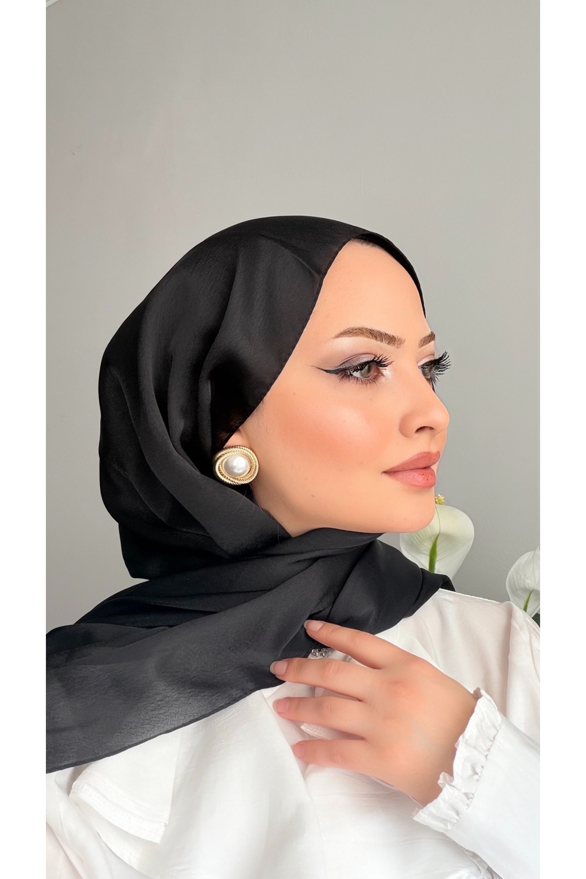 CUOCA LOUNGE Janjan Saten Dokulu Abiye Şifon Şal LV073 görsel 2
