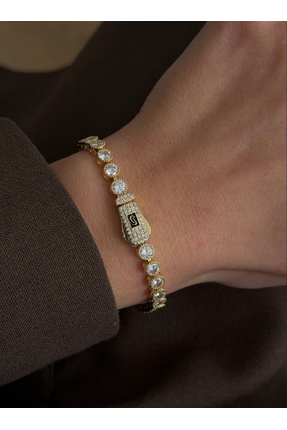 DD accessories 4 mm İncelikte Taşlı 14 K Kaplama Su Yolu Bileklik